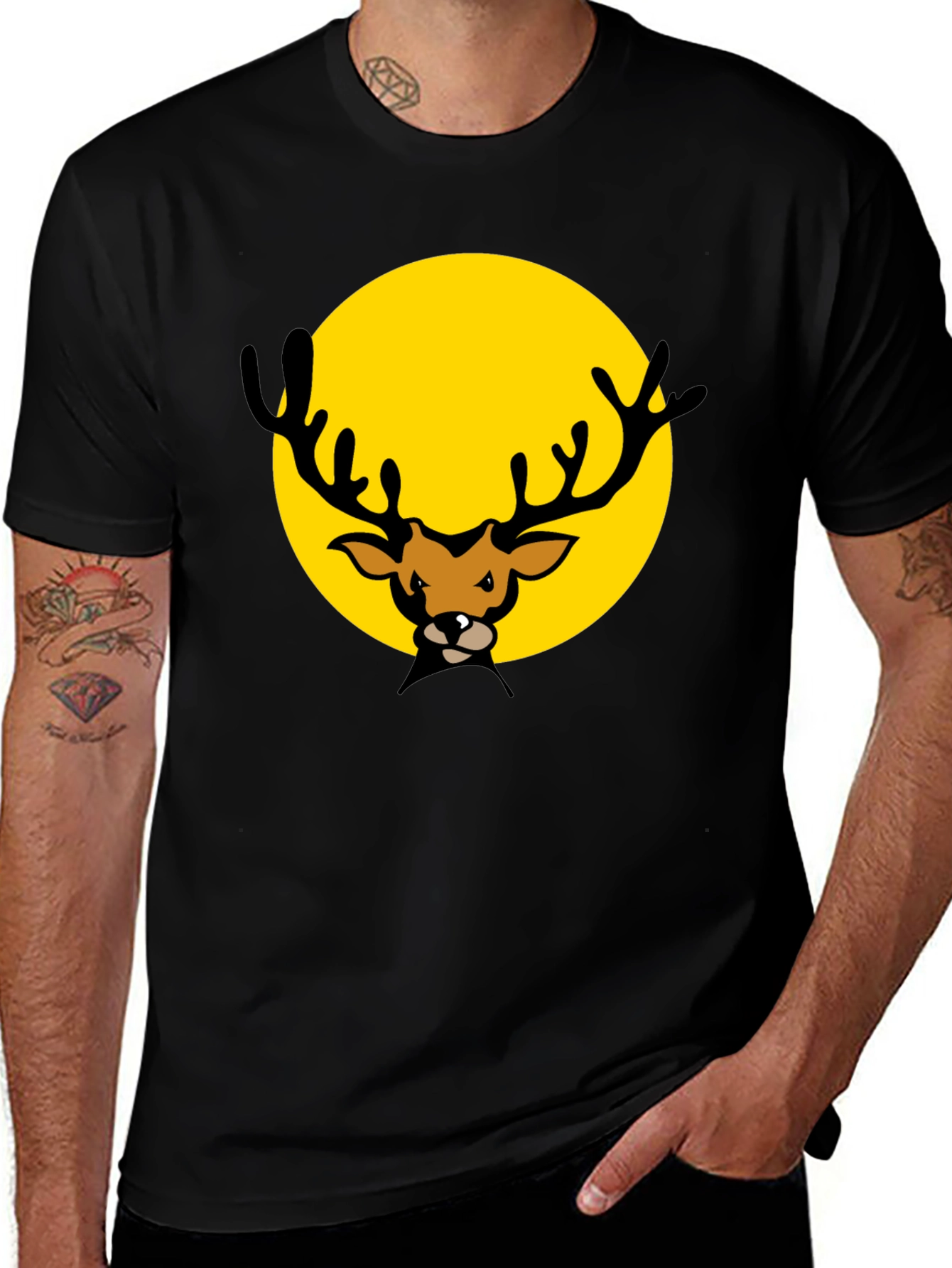 Deer Graphic Black T-Shirt