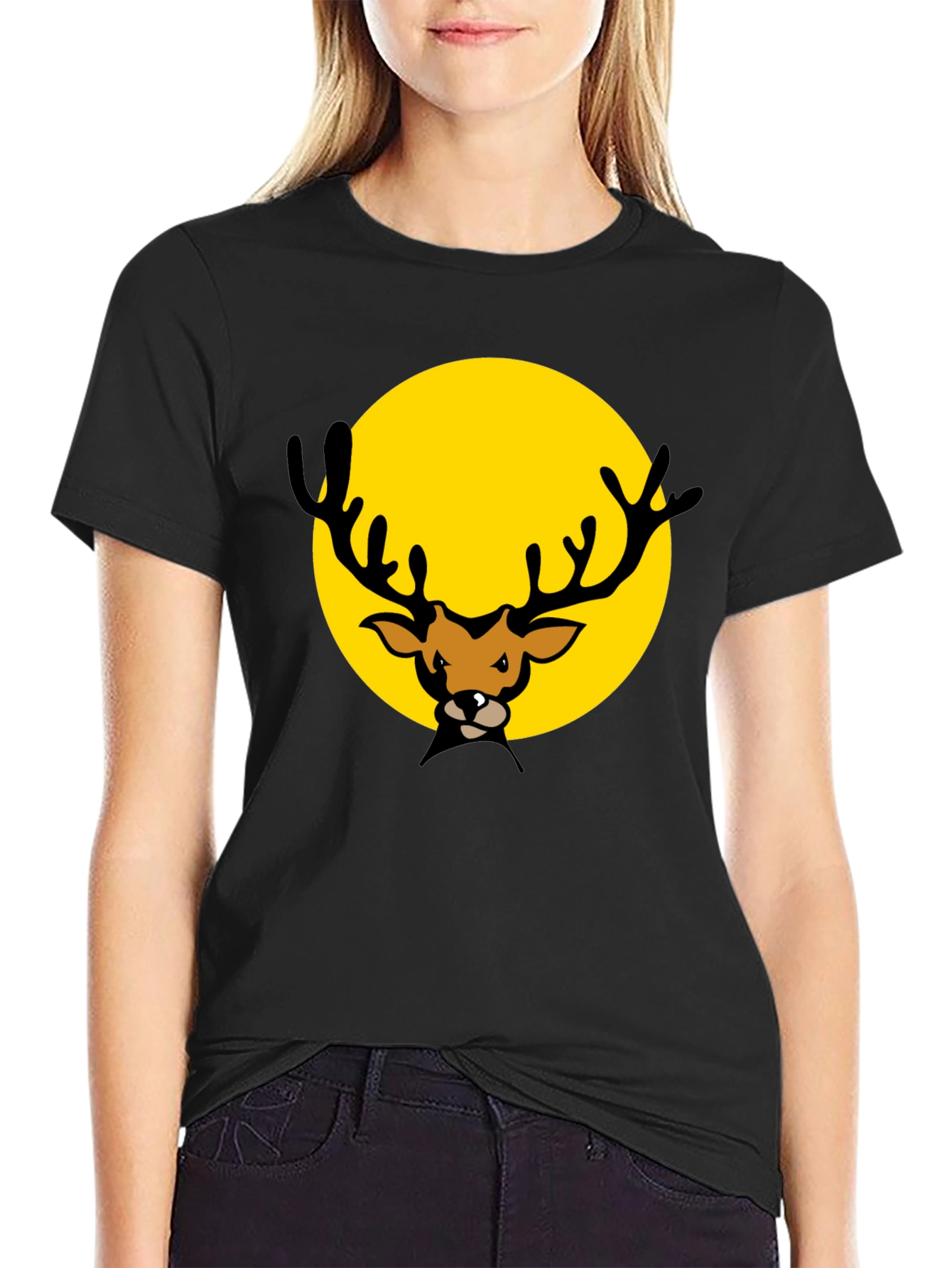 Deer Graphic Black T-Shirt
