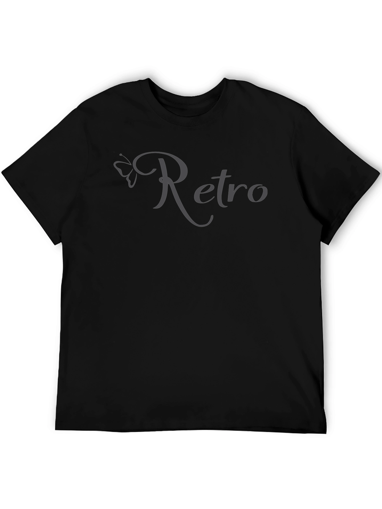 Retro Butterfly Graphic Print Black T-Shirt