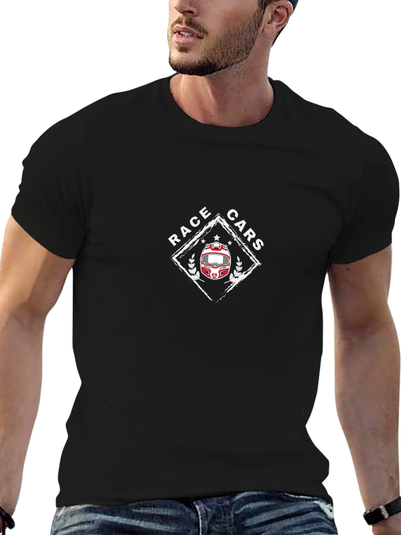 Race Cars Black Graphic T-Shirt