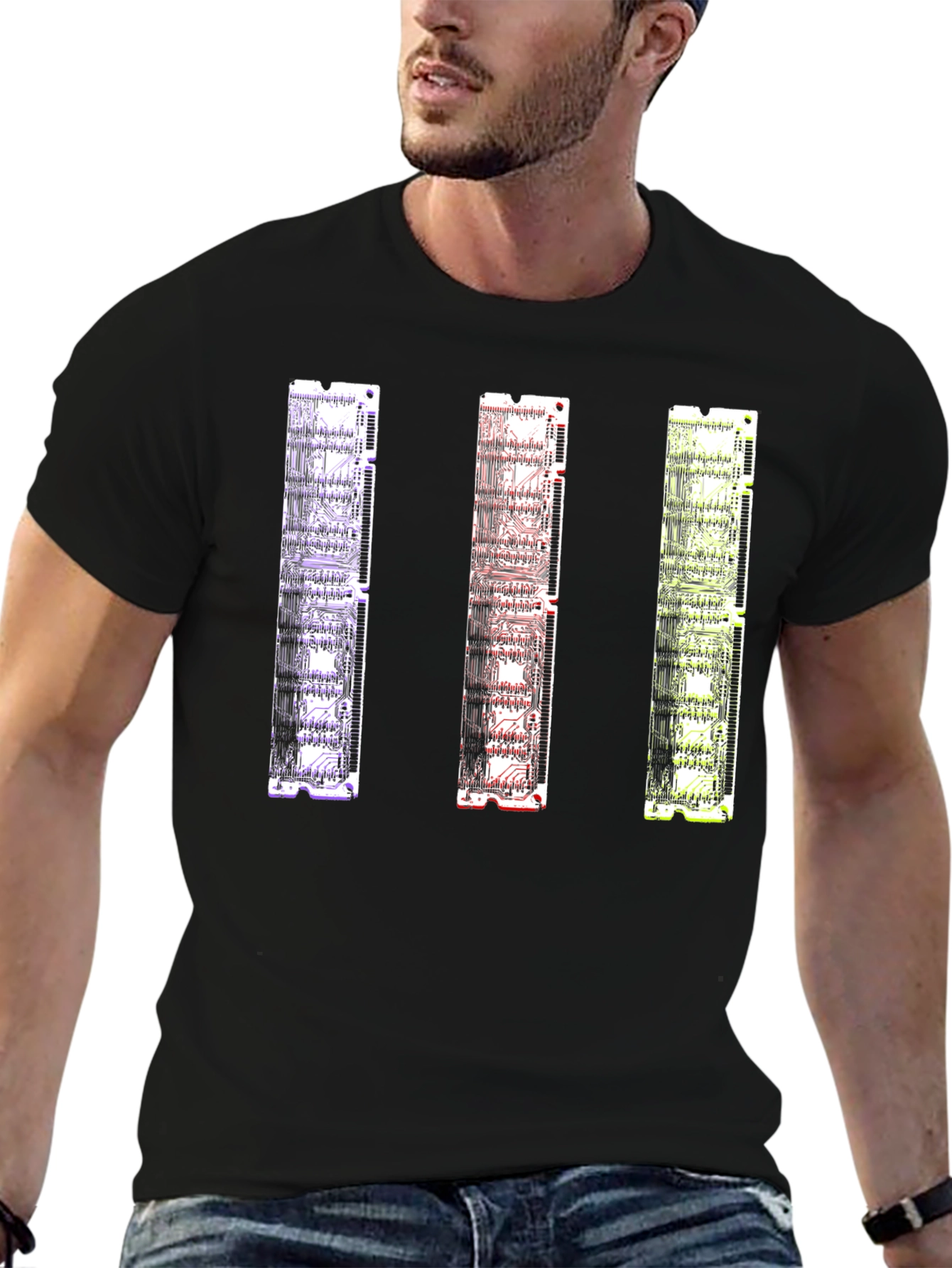 Circuit Board RAM Style Black T-Shirt