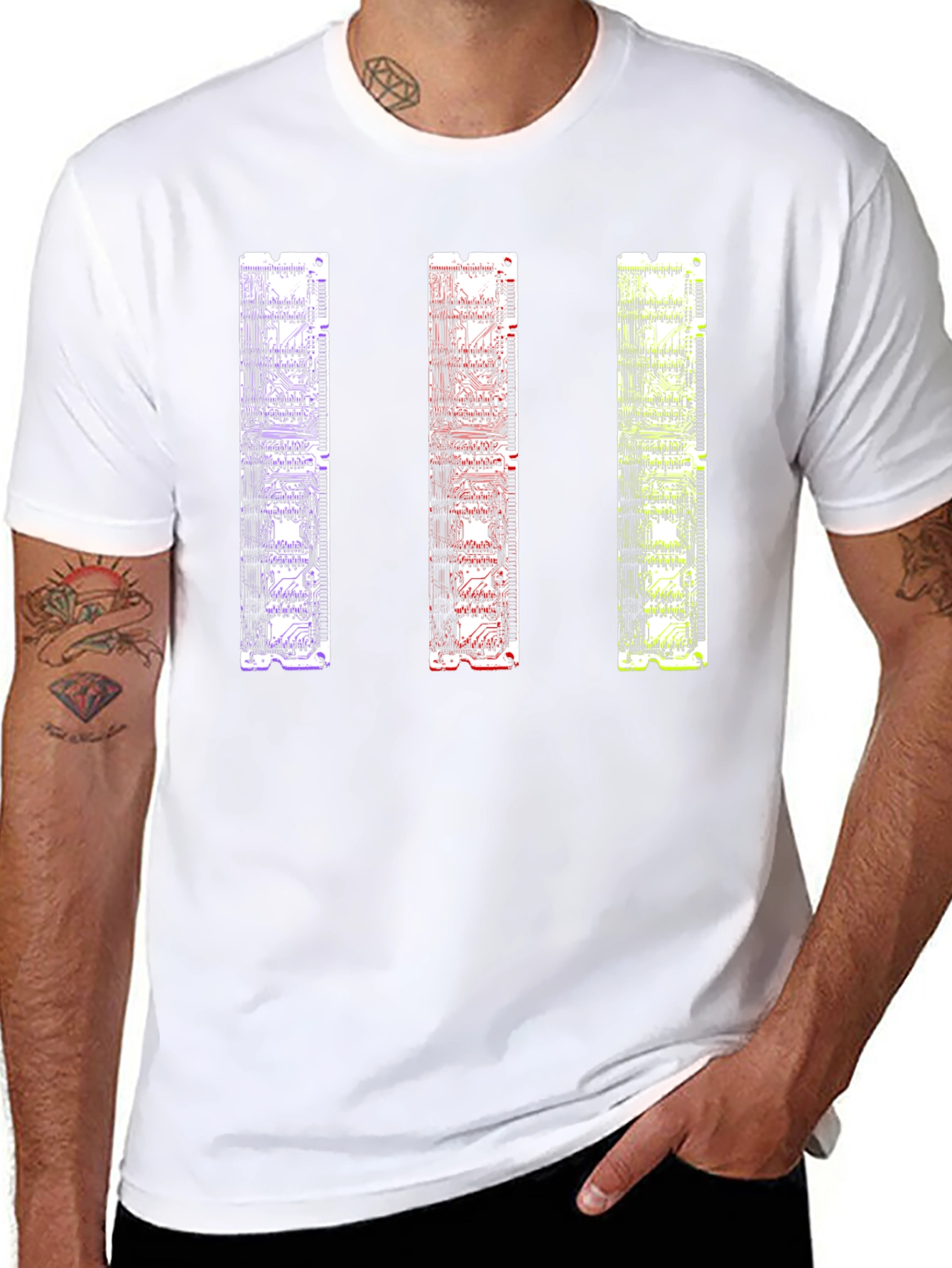 Circuit Board RAM Style Black T-Shirt