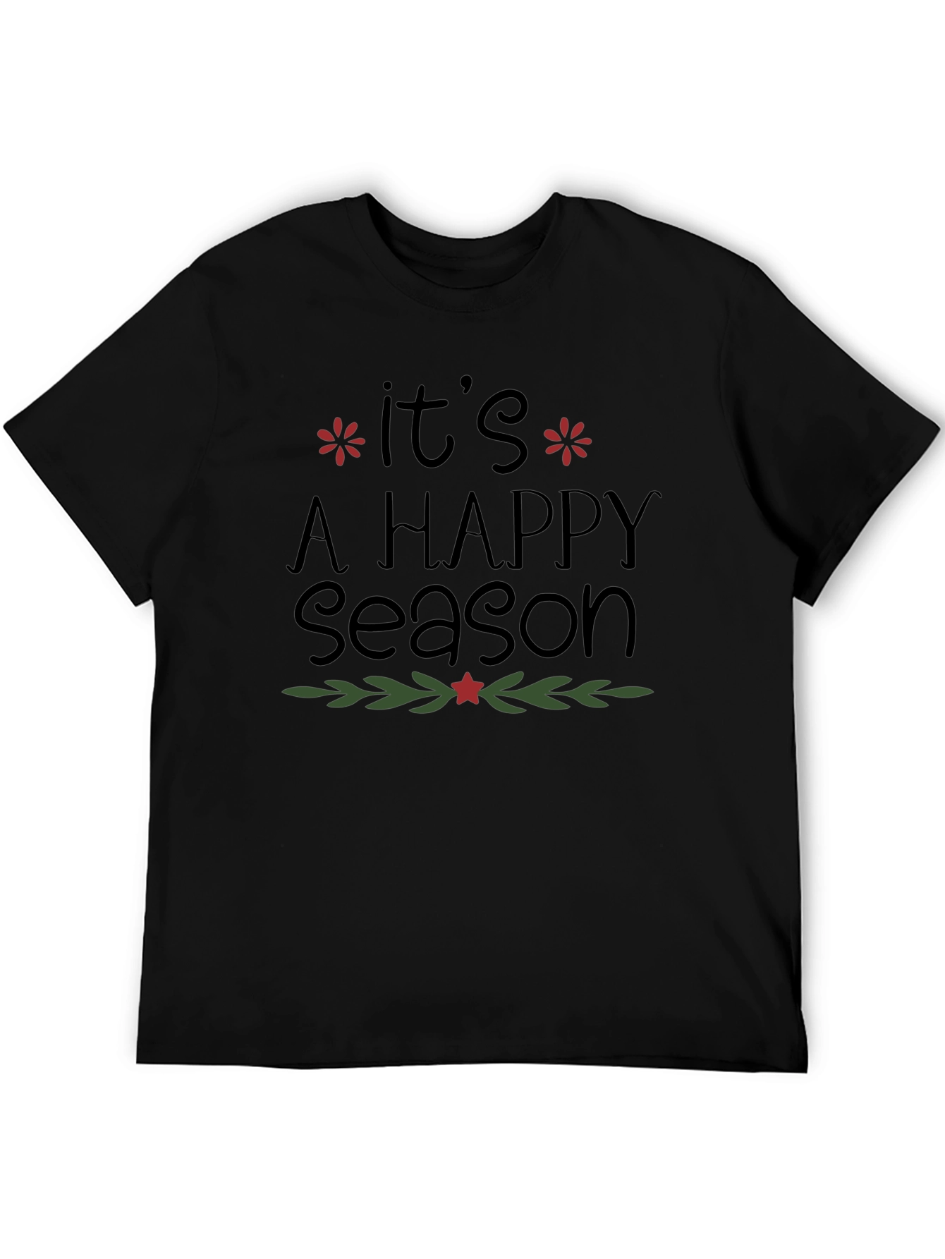 Happy Season Graphic Tee - Black Christmas T-Shirt