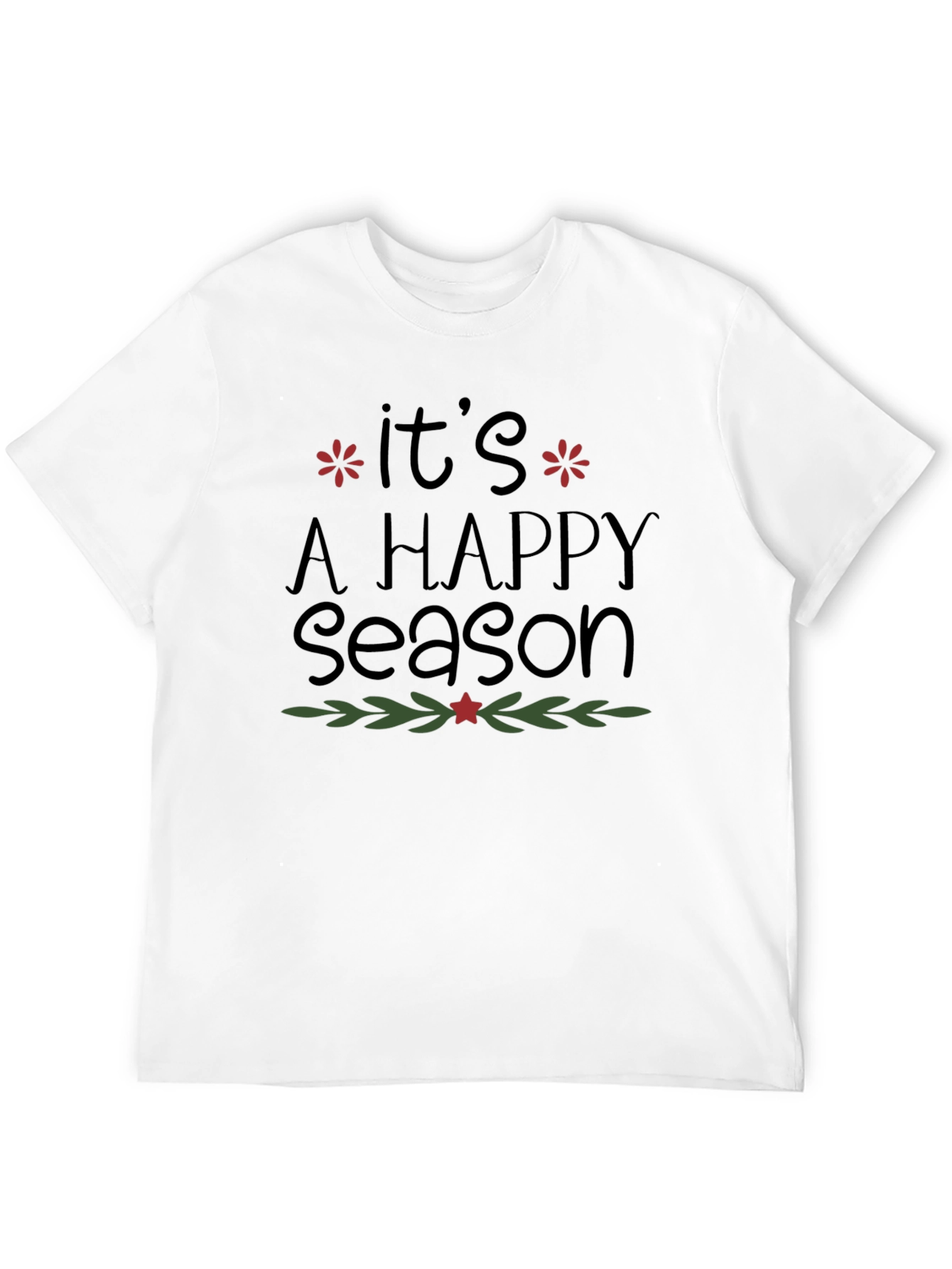 Happy Season Graphic Tee - Black Christmas T-Shirt