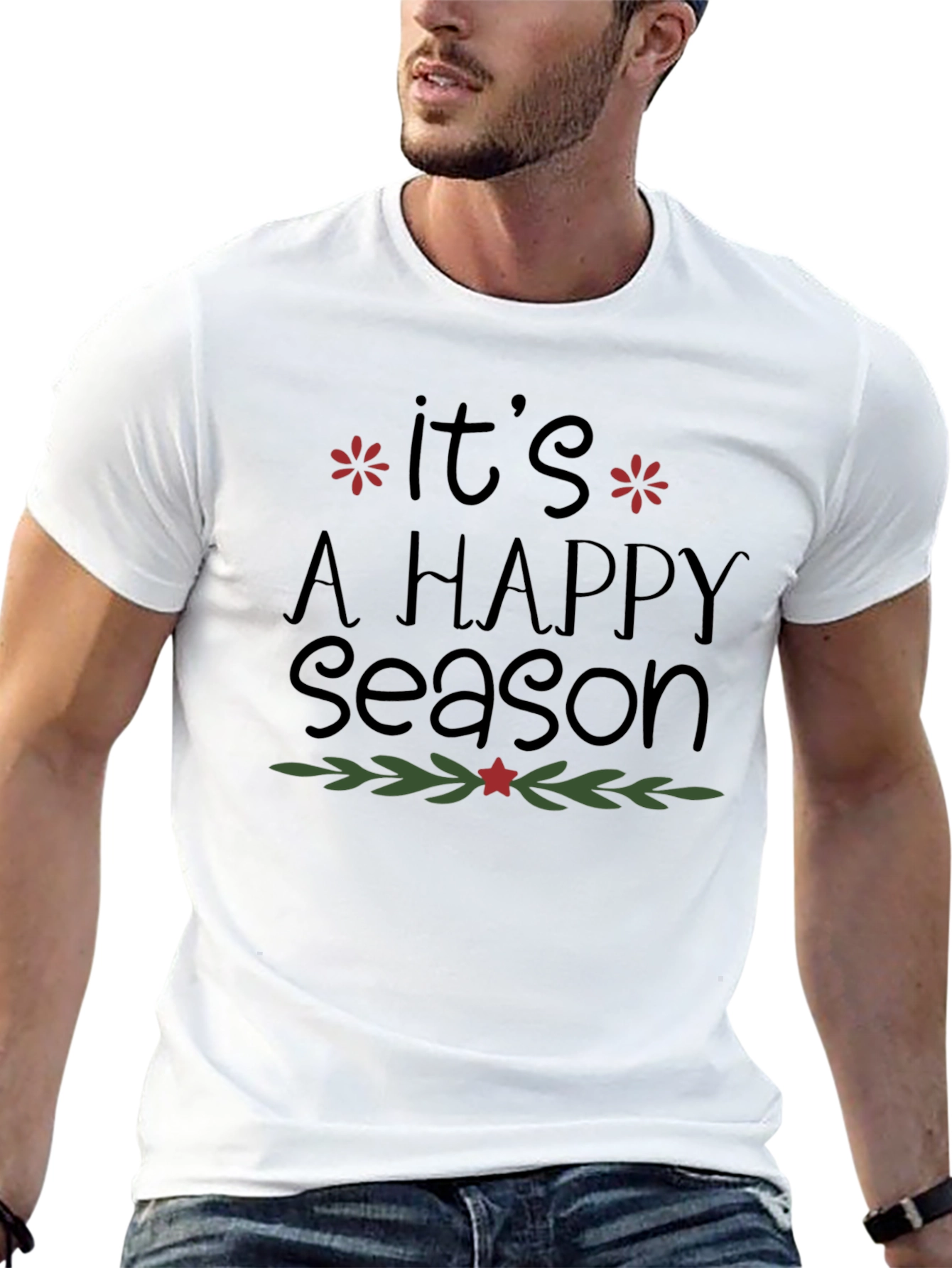 Happy Season Graphic Tee - Black Christmas T-Shirt