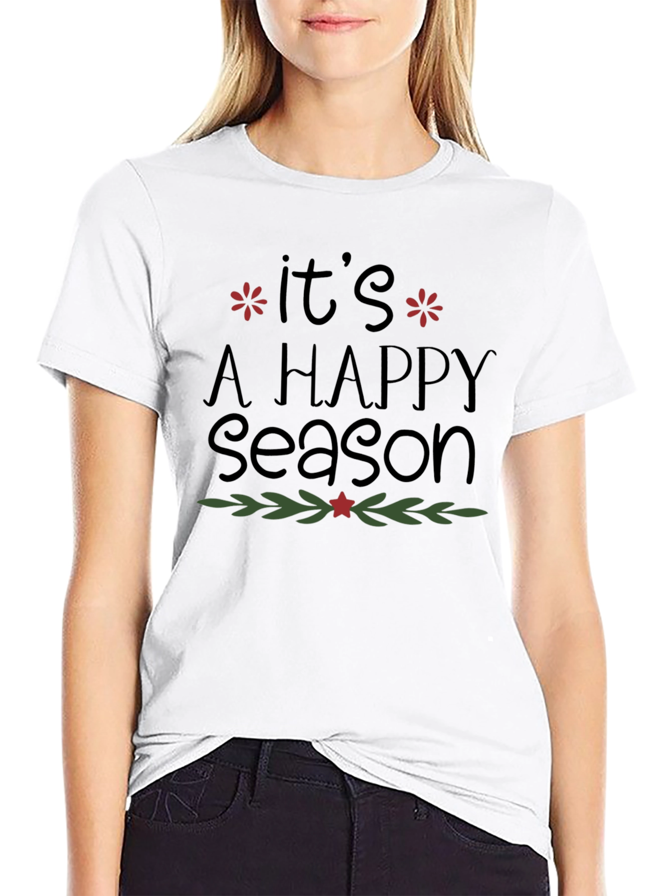 Happy Season Graphic Tee - Black Christmas T-Shirt