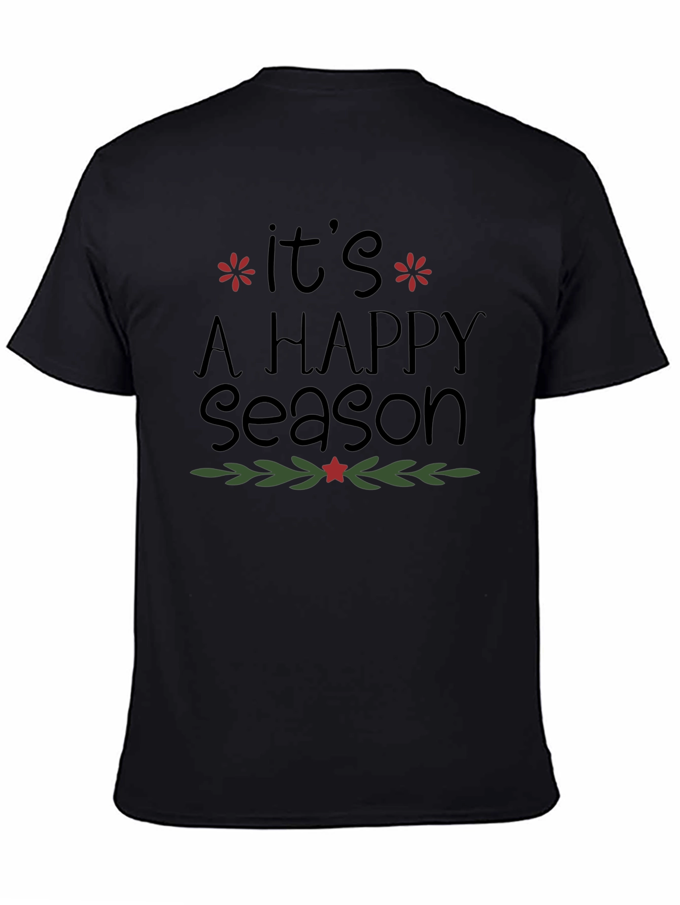 Happy Season Graphic Tee - Black Christmas T-Shirt