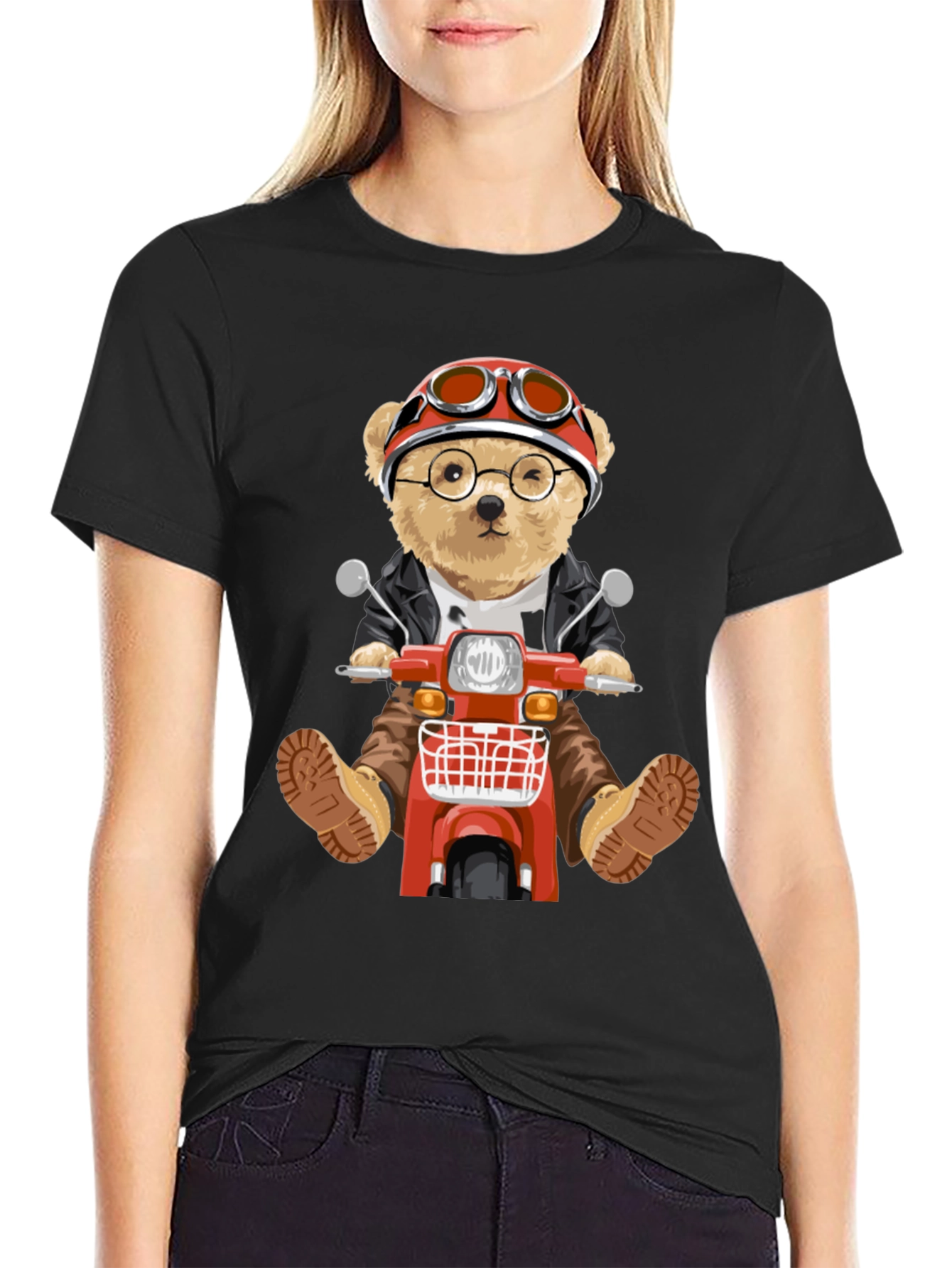 Motorcycle Bear Graphic T-Shirt