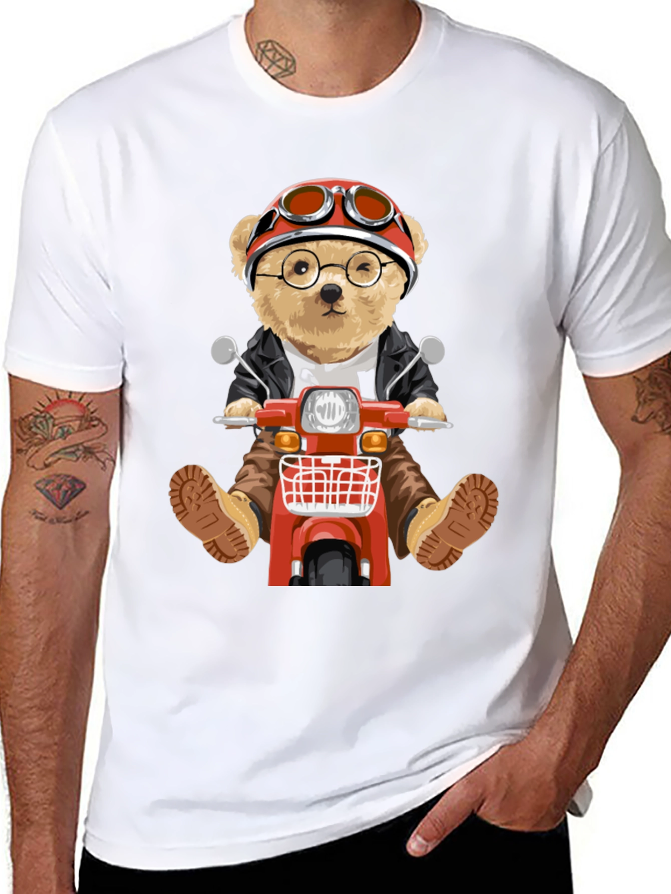 Motorcycle Bear Graphic T-Shirt