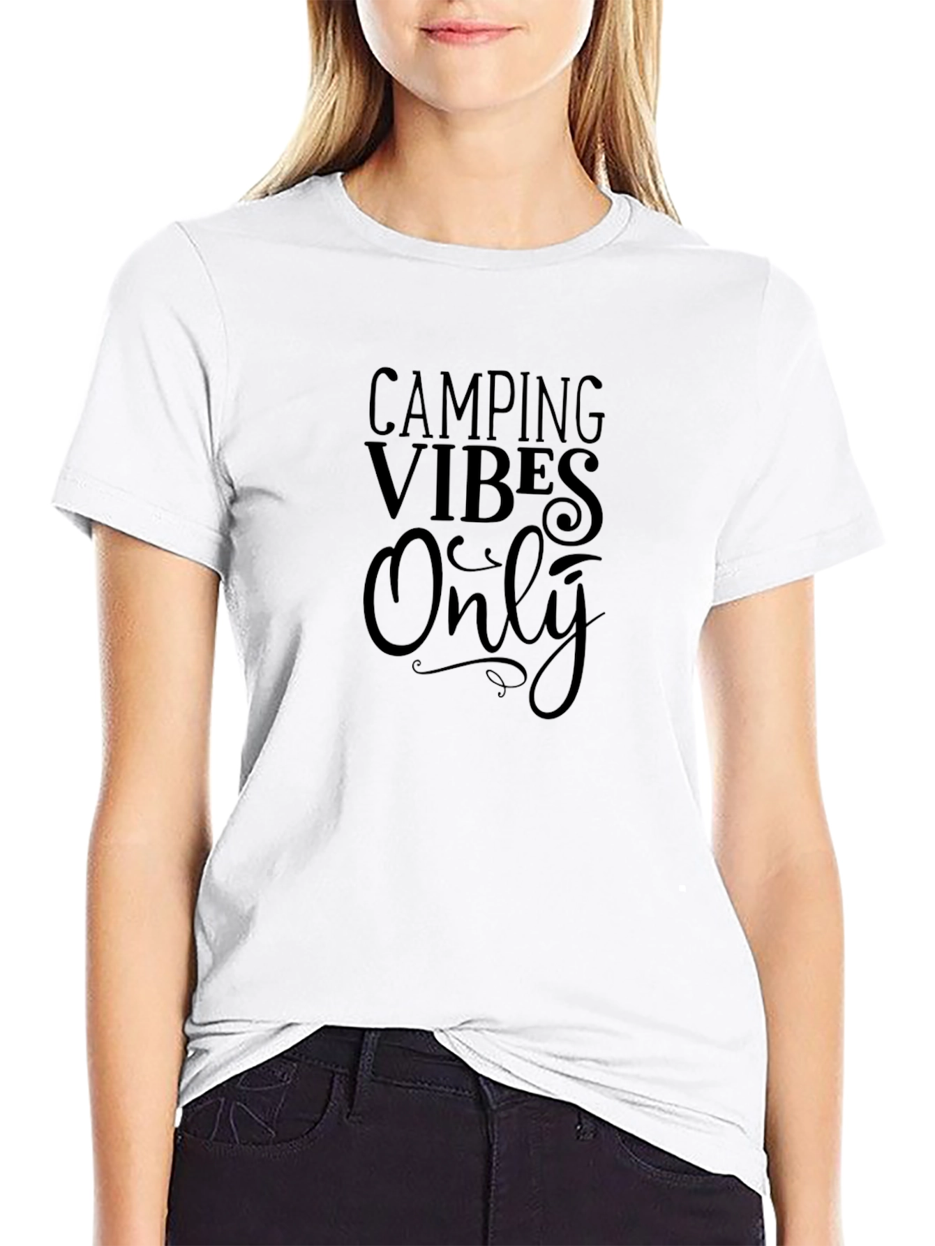 Camping Vibes Only Graphic Tee - Black