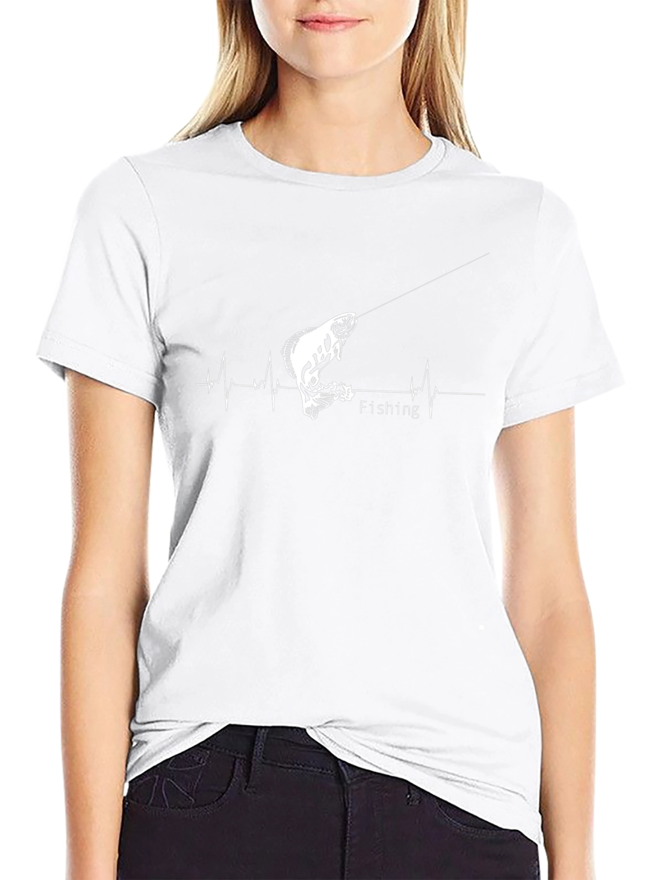 Fishing Heartbeat Graphic T-Shirt
