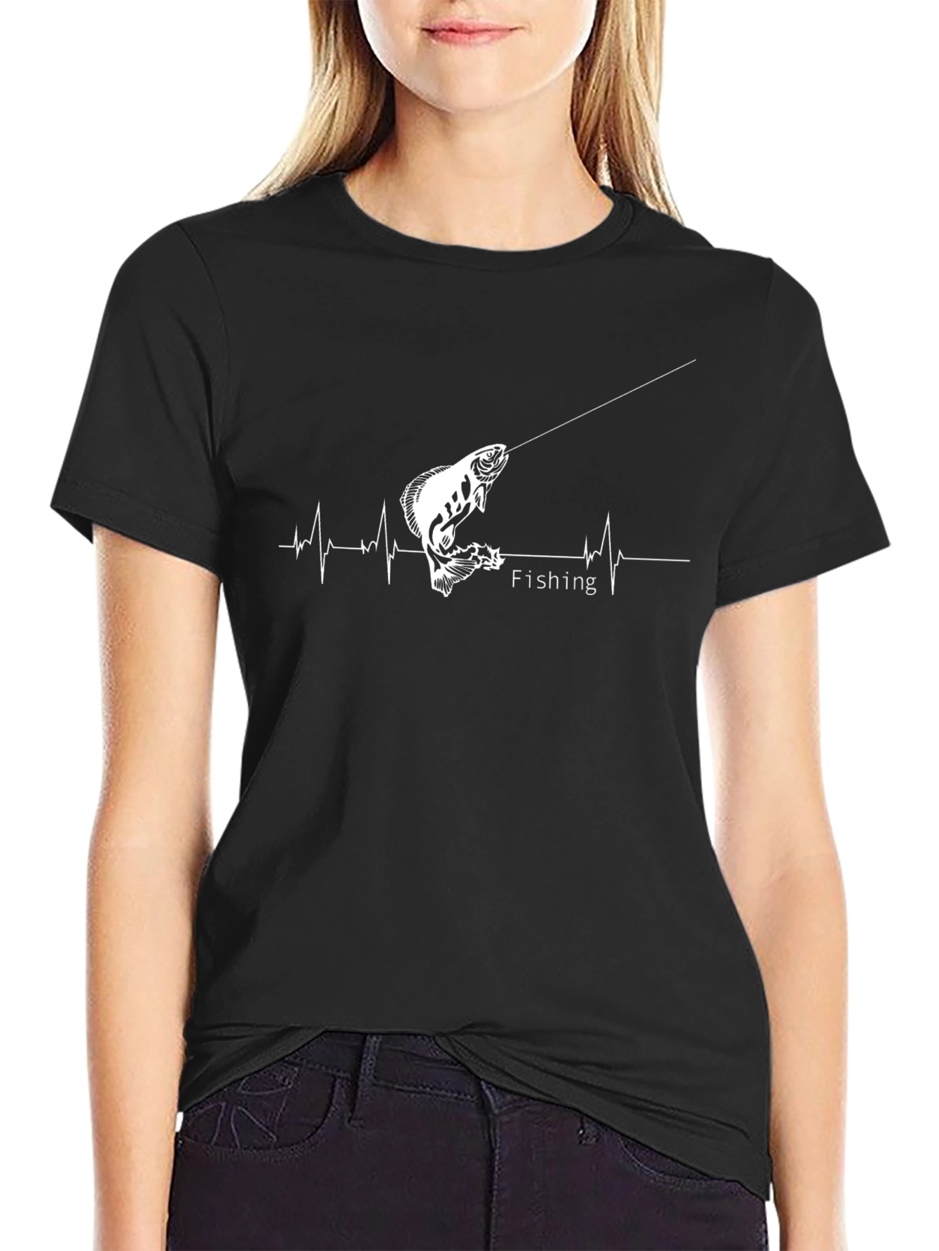 Fishing Heartbeat Graphic T-Shirt