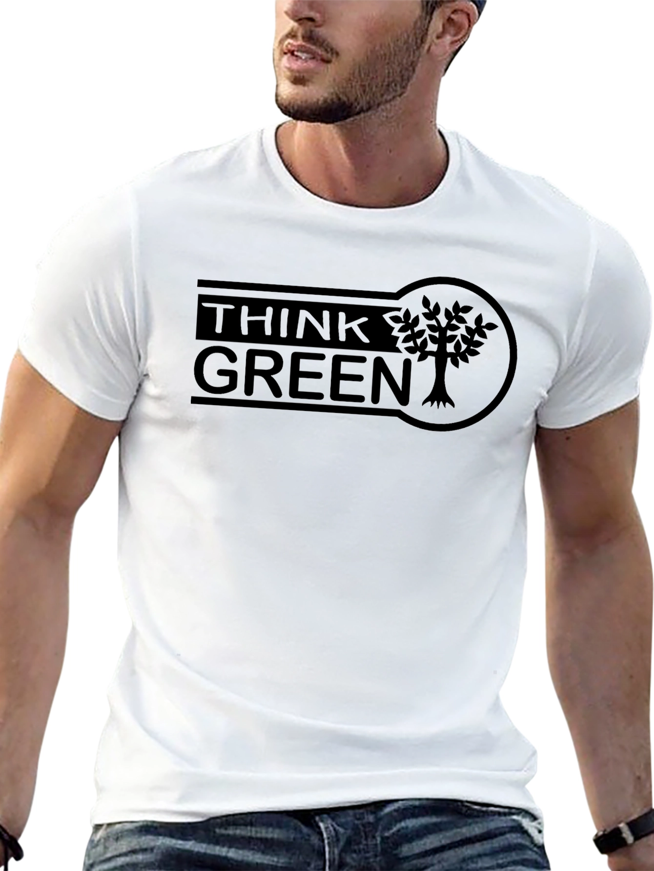 Think Green Graphic Tee - Eco-Friendly Style