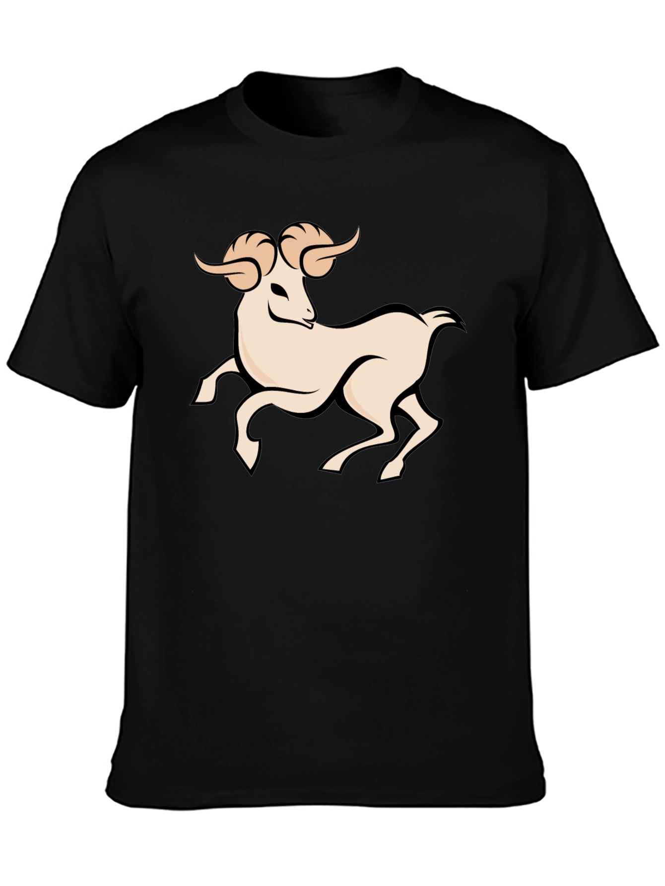 Black Graphic Tee - Aries Zodiac Ram Design