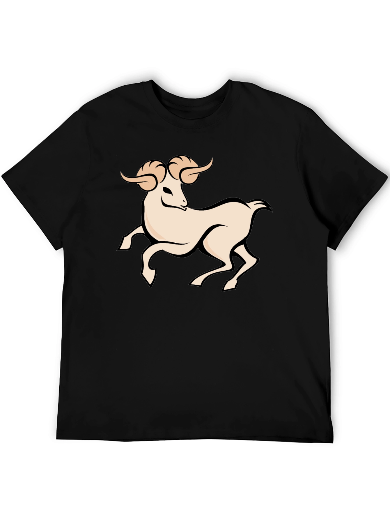 Black Graphic Tee - Aries Zodiac Ram Design