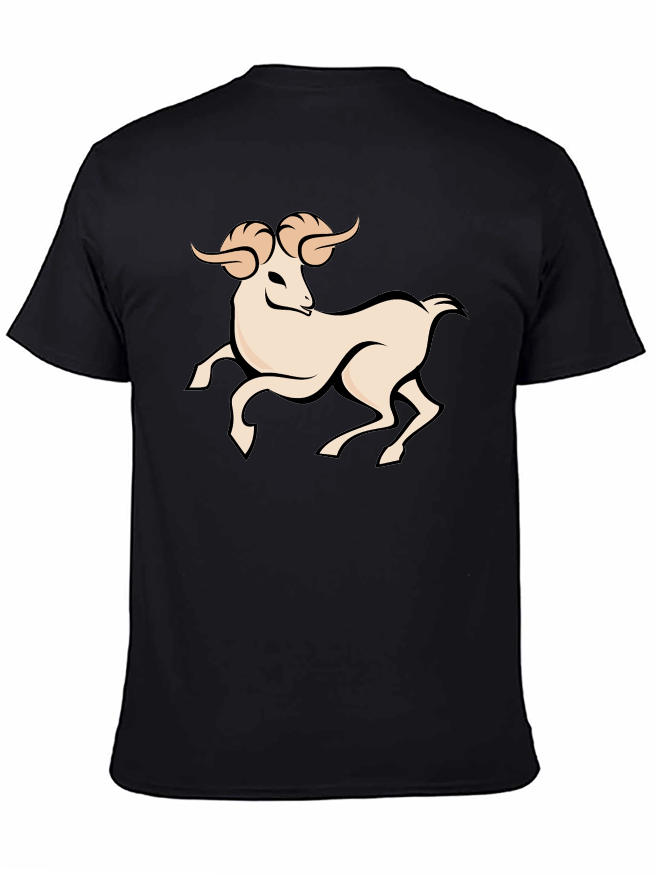 Black Graphic Tee - Aries Zodiac Ram Design