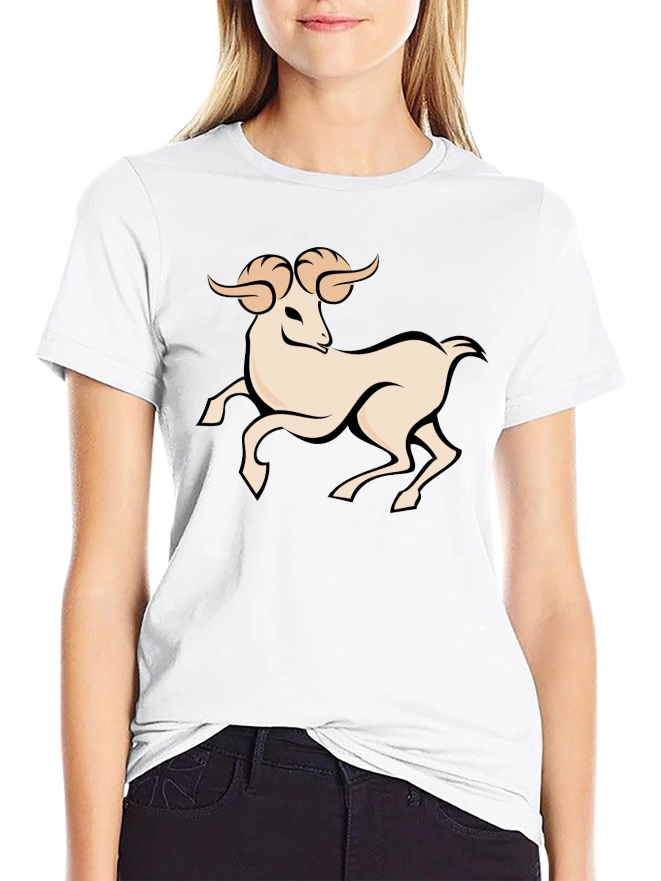 Black Graphic Tee - Aries Zodiac Ram Design