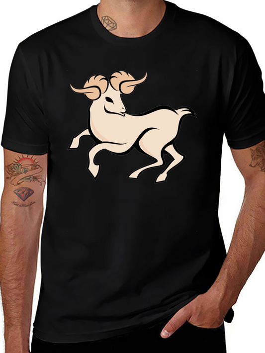 Black Graphic Tee - Aries Zodiac Ram Design