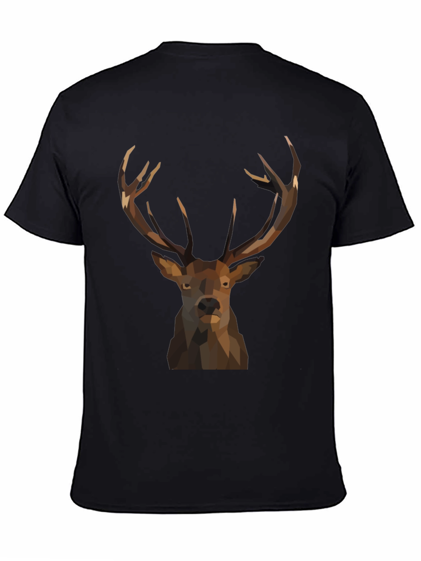 Geometric Deer Graphic Tee - Black