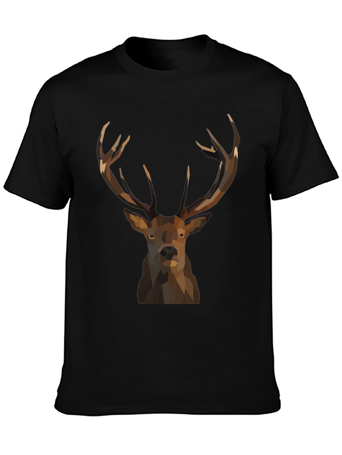 Geometric Deer Graphic Tee - Black