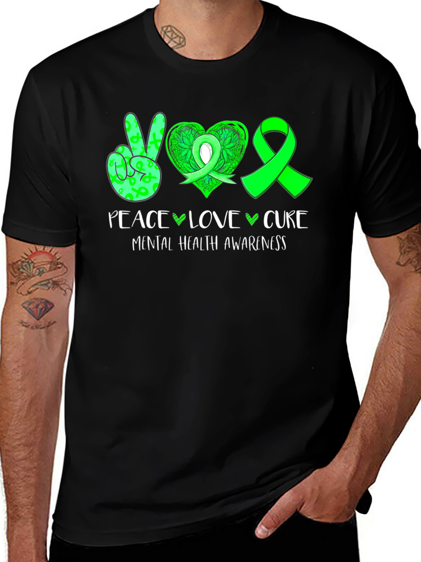 Peace Love Cure Mental Health Awareness Graphic T-Shirt