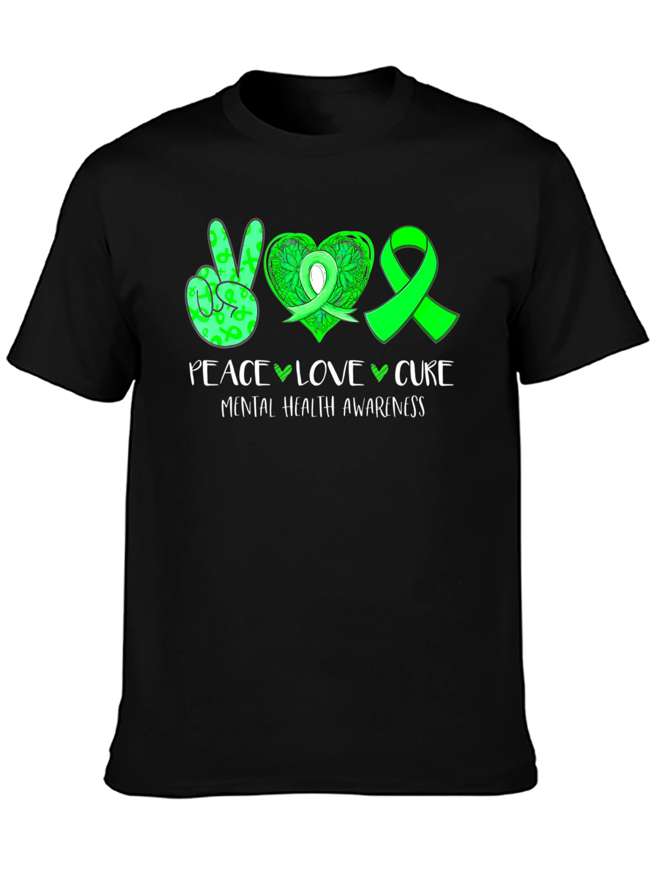 Peace Love Cure Mental Health Awareness Graphic T-Shirt