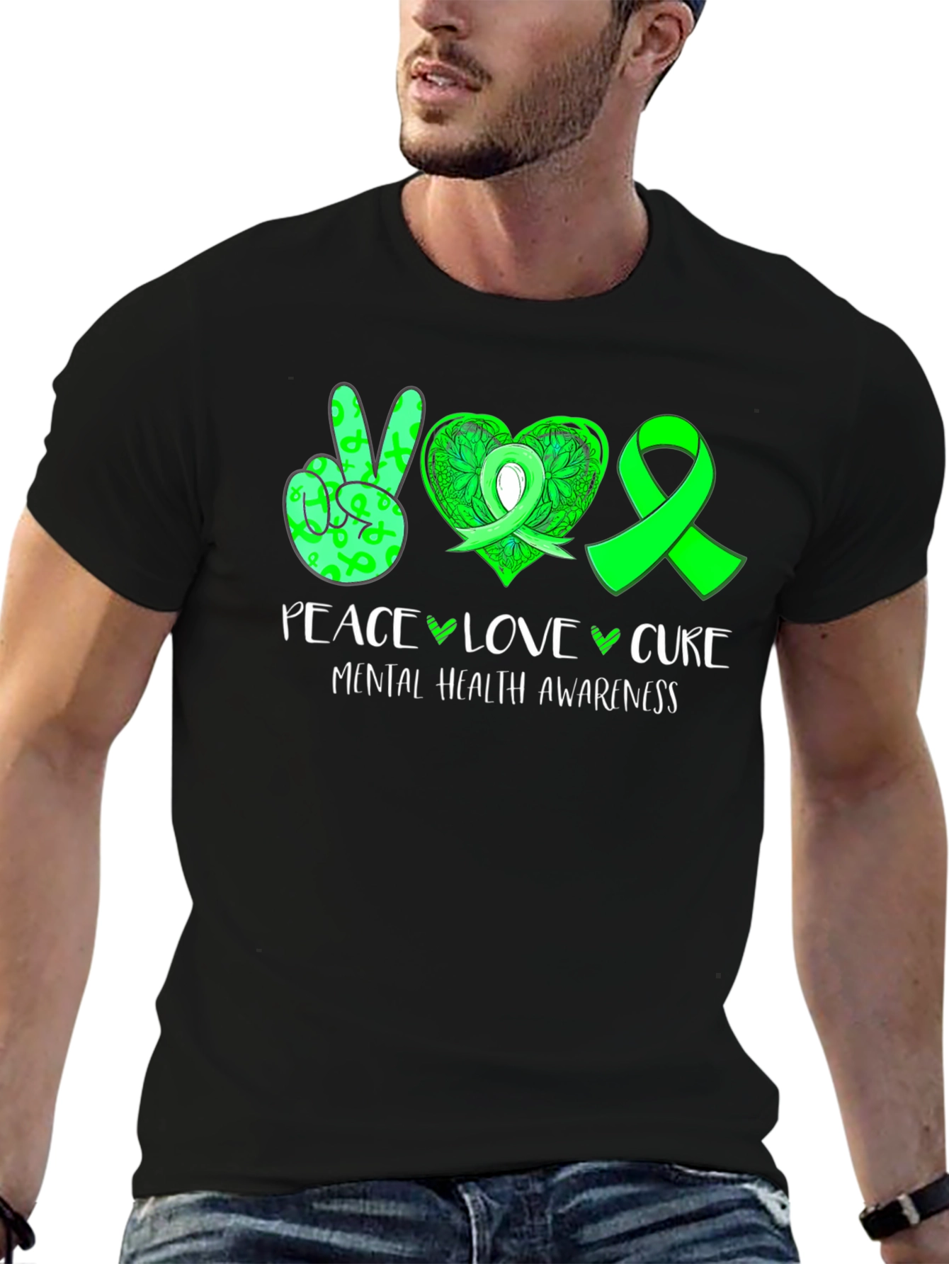 Peace Love Cure Mental Health Awareness Graphic T-Shirt