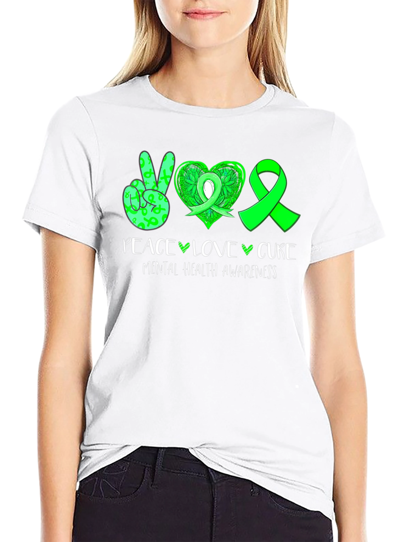 Peace Love Cure Mental Health Awareness Graphic T-Shirt