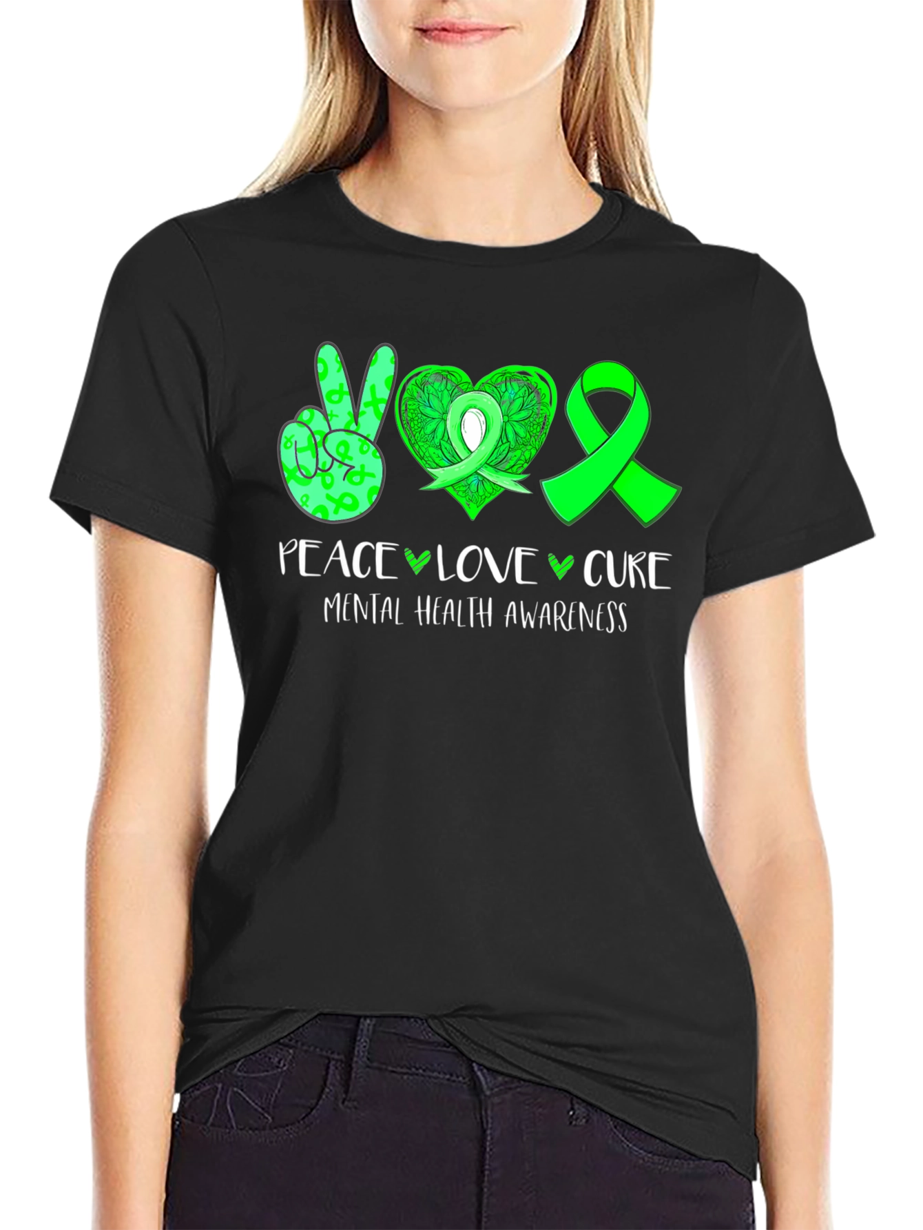 Peace Love Cure Mental Health Awareness Graphic T-Shirt