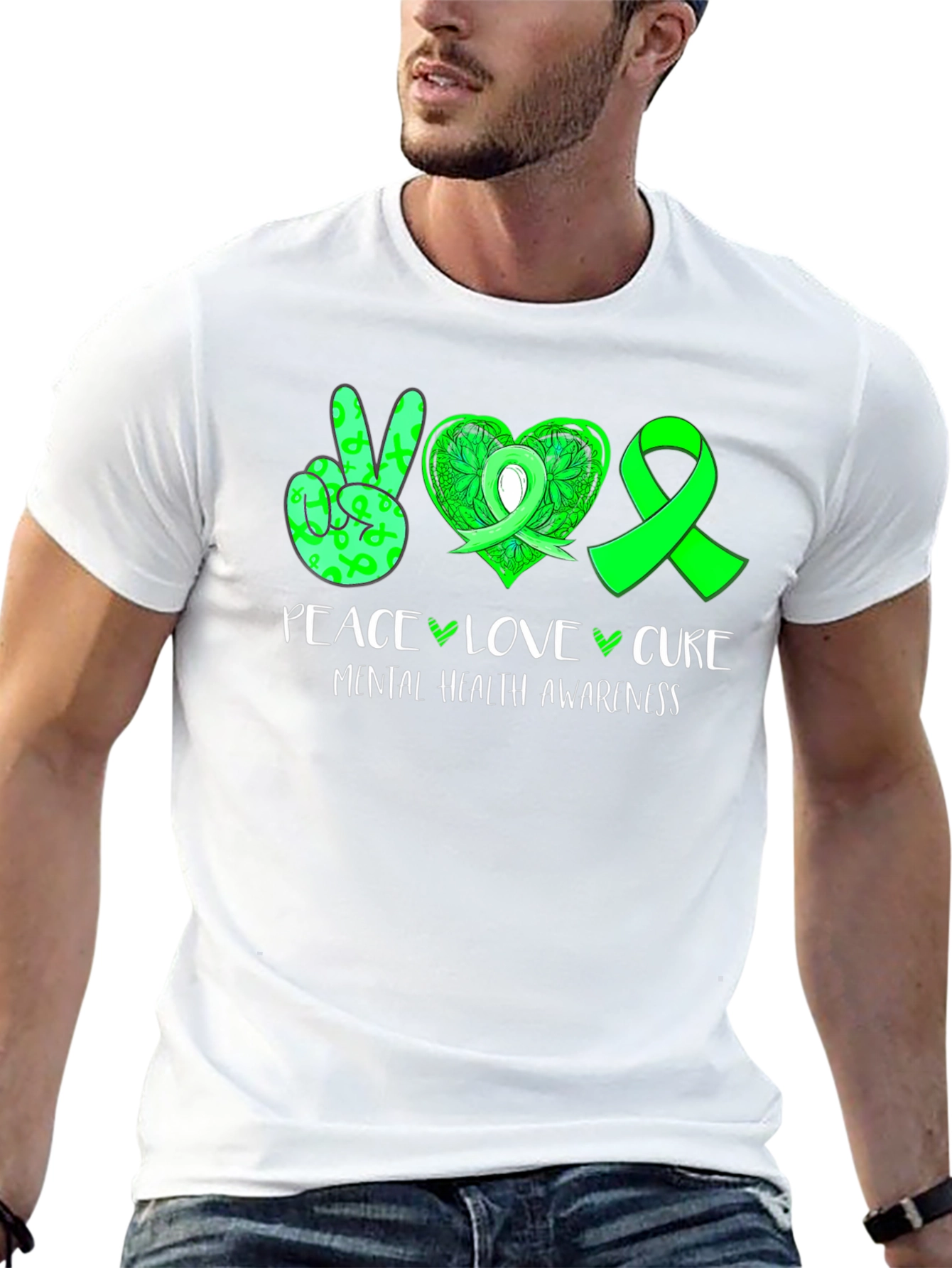 Peace Love Cure Mental Health Awareness Graphic T-Shirt