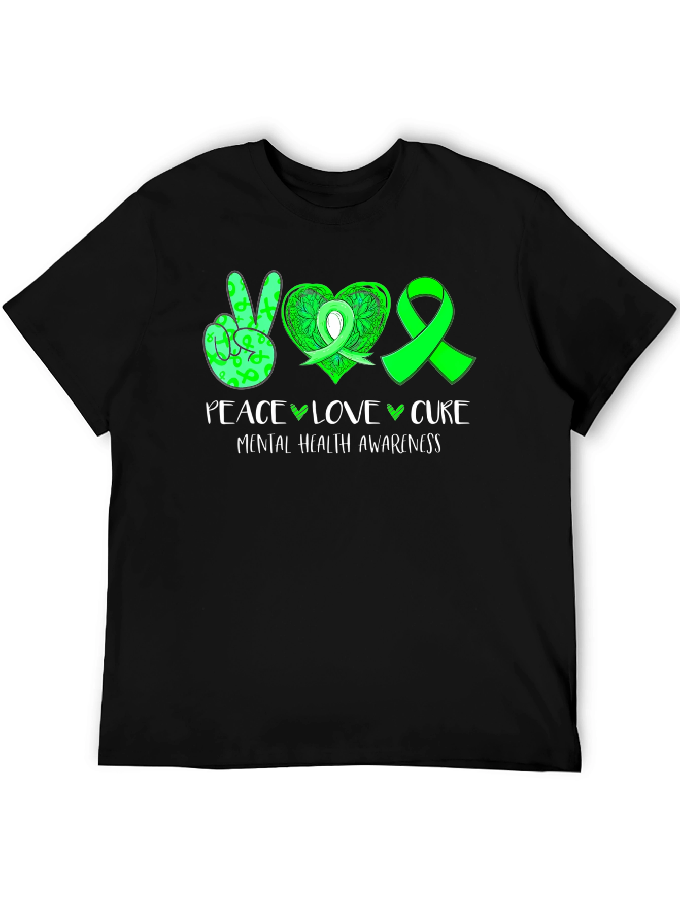Peace Love Cure Mental Health Awareness Graphic T-Shirt