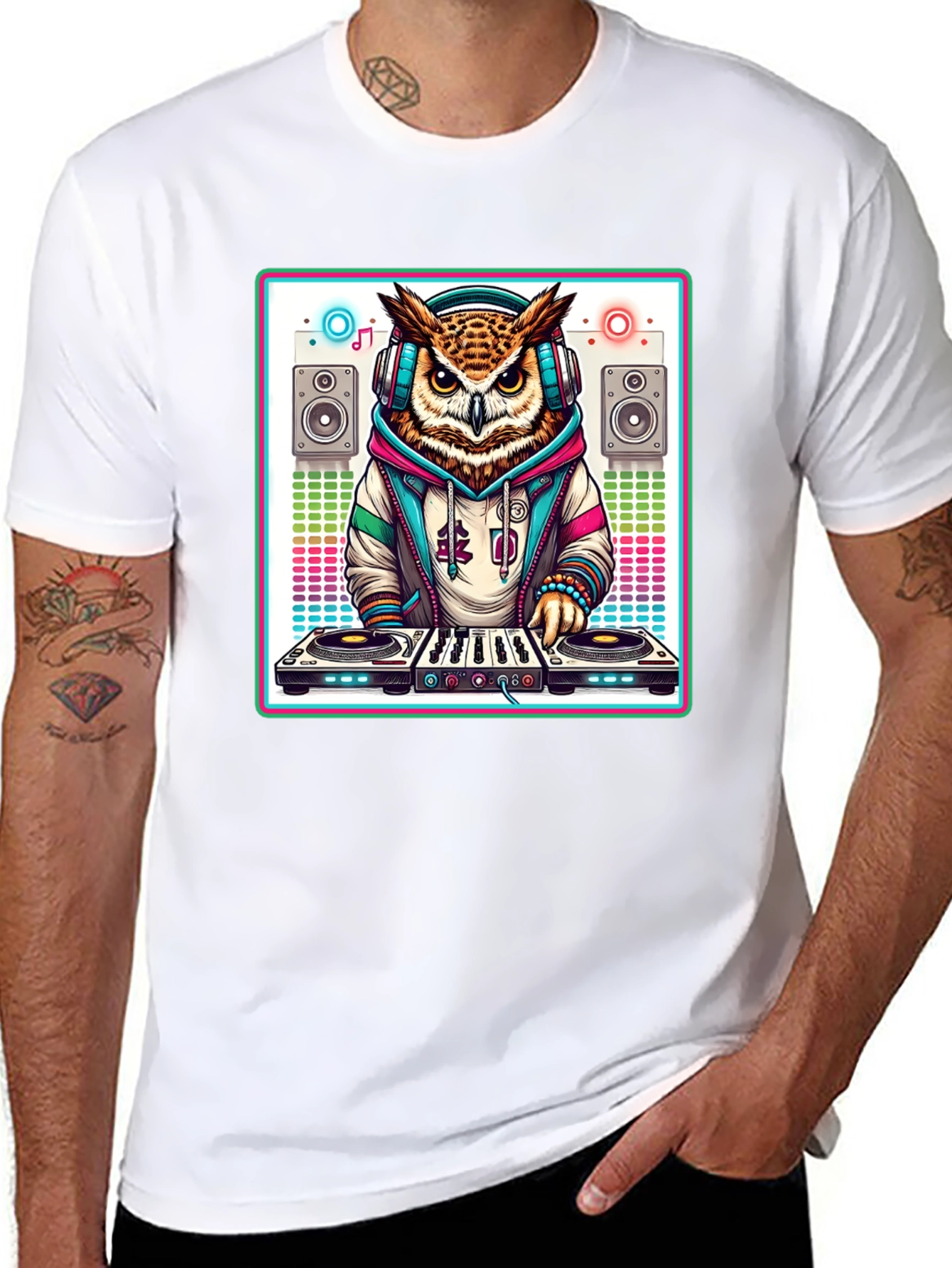 DJ Owl Graphic T-Shirt - Music Lover Tee