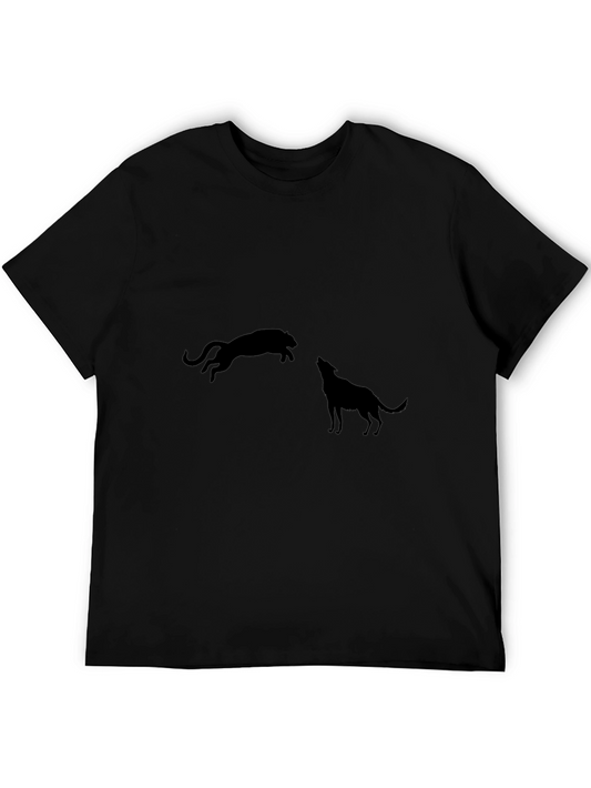Black Panther and Wolf Graphic T-Shirt