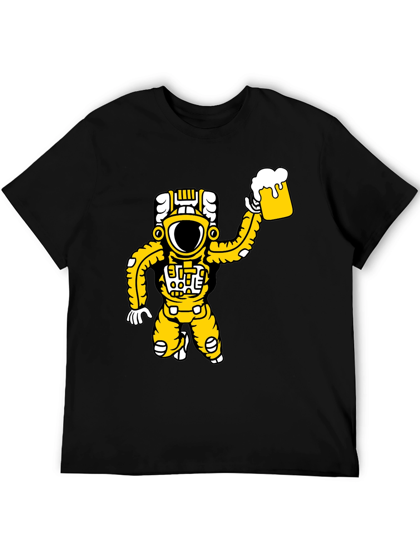 Astronaut Beer Graphic T-Shirt - Black