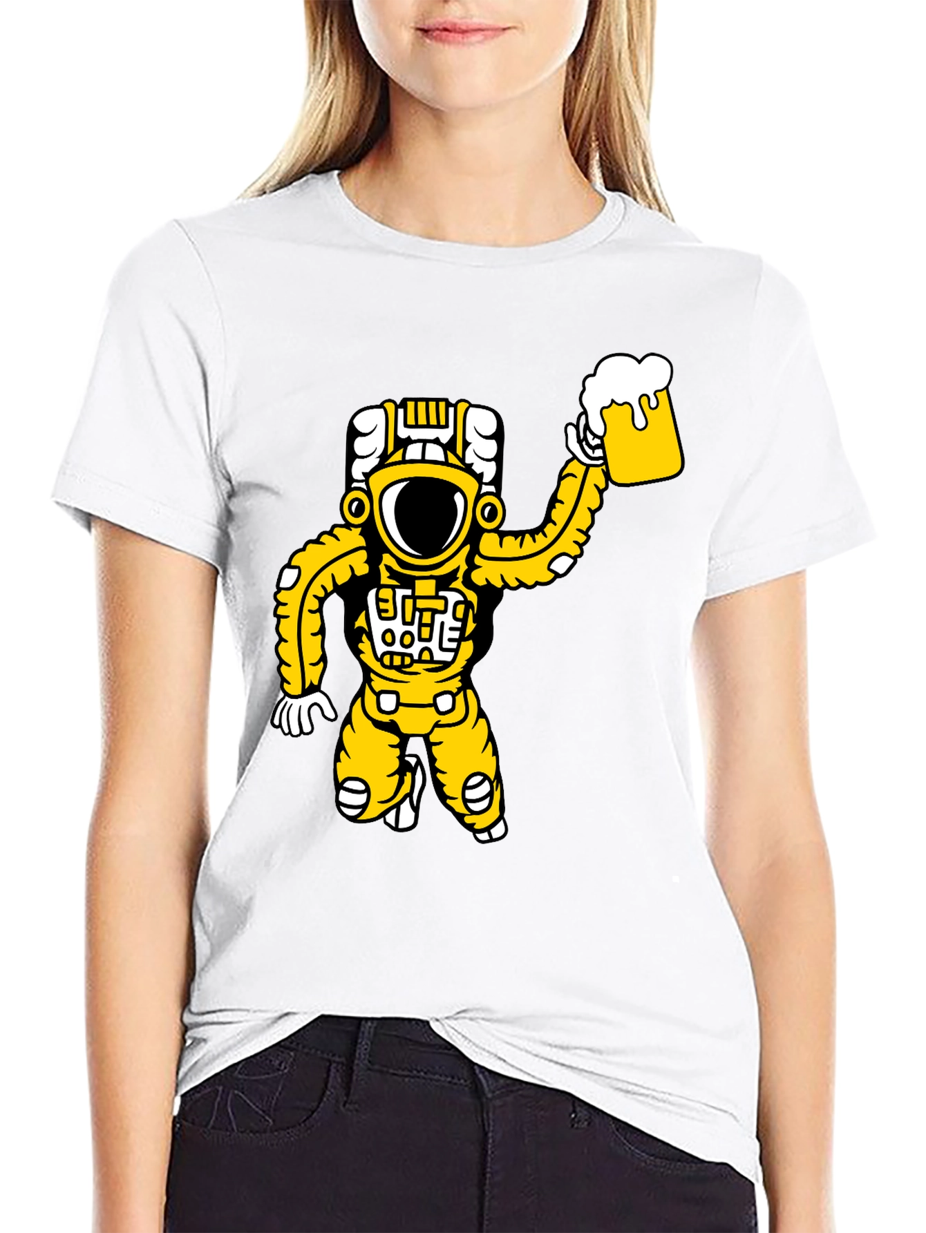 Astronaut Beer Graphic T-Shirt - Black