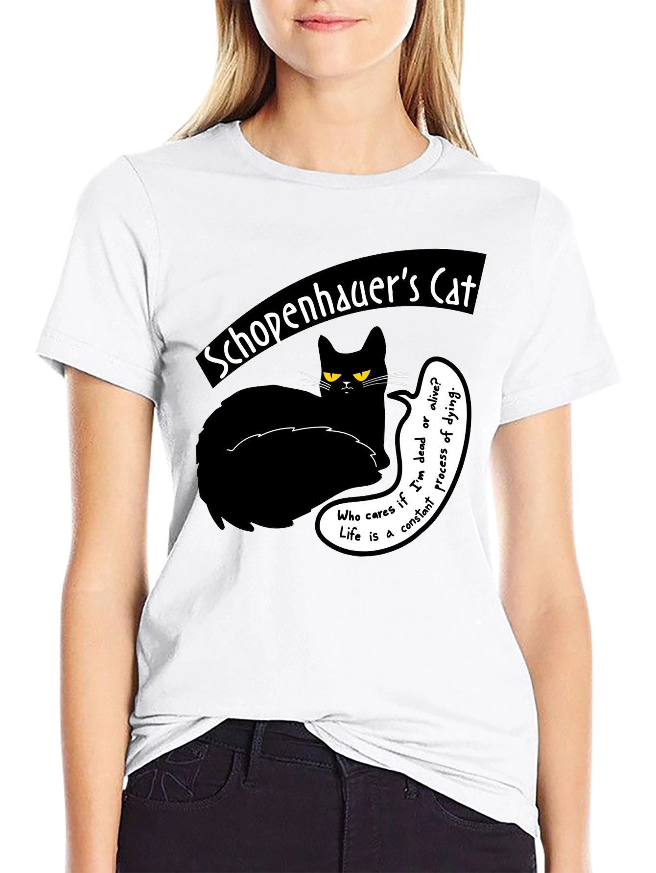 Schopenhauers Cat Graphic Tee - Philosophical Humor T-Shirt