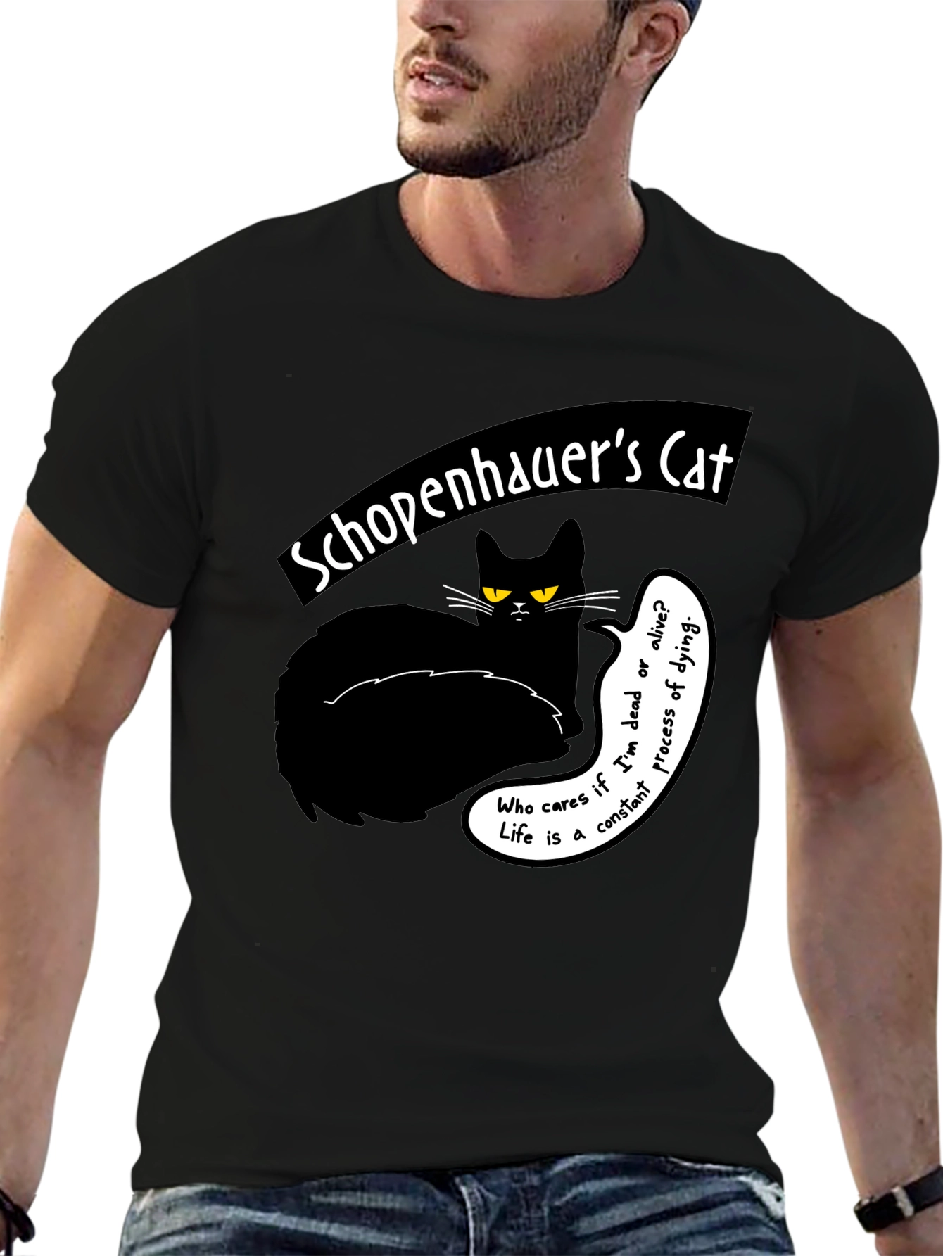 Schopenhauers Cat Graphic Tee - Philosophical Humor T-Shirt