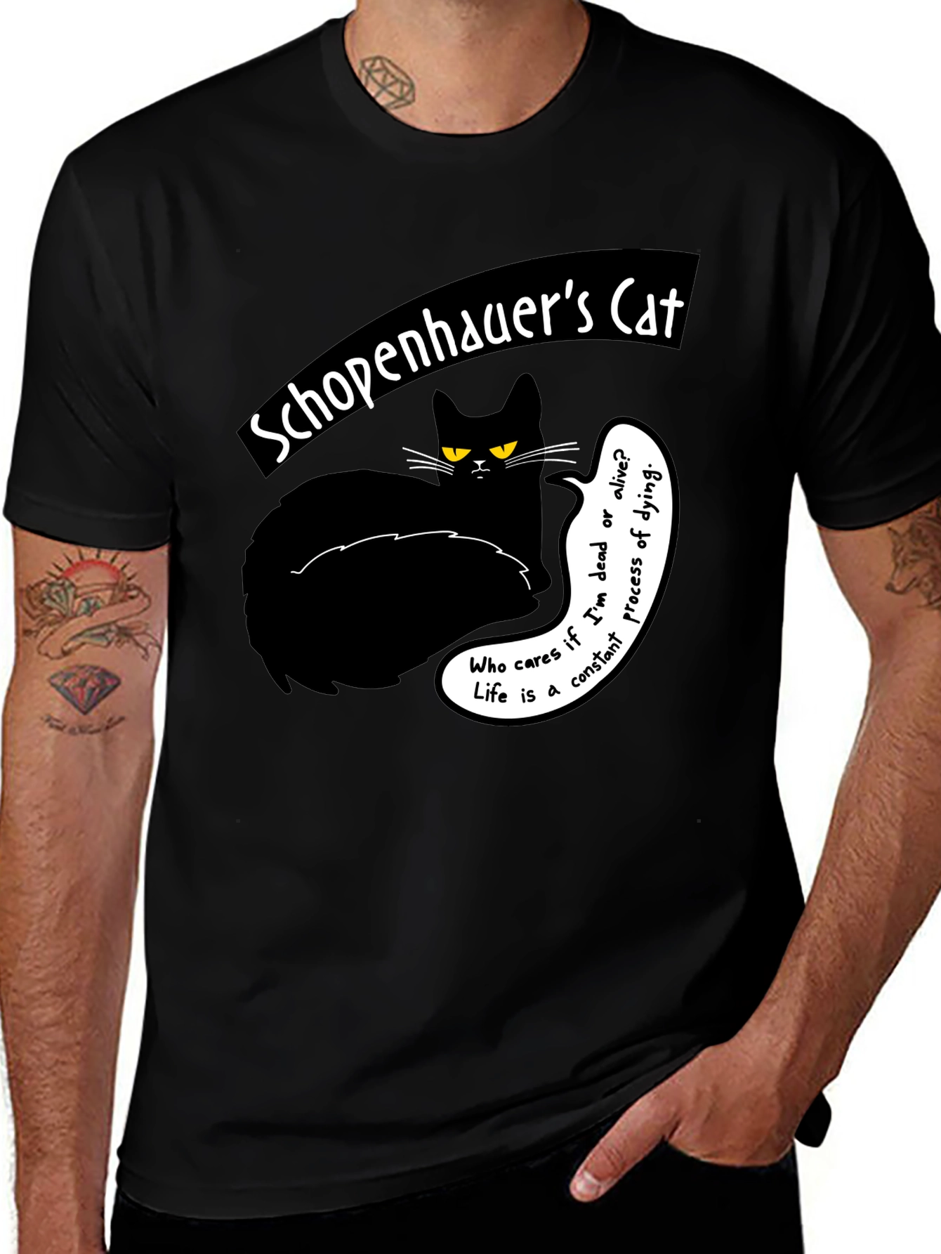 Schopenhauers Cat Graphic Tee - Philosophical Humor T-Shirt