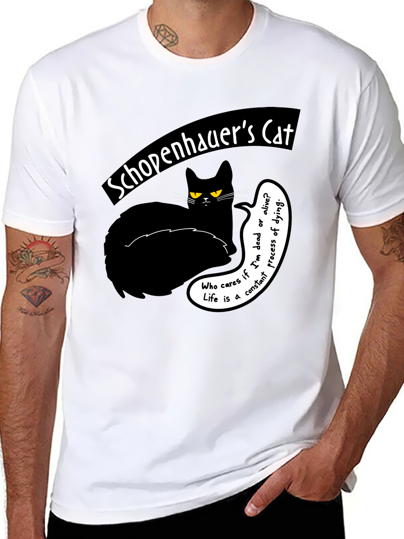 Schopenhauers Cat Graphic Tee - Philosophical Humor T-Shirt