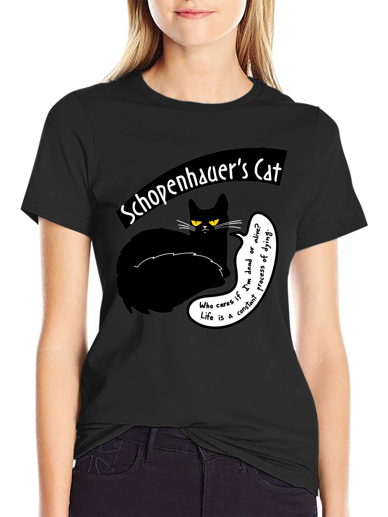 Schopenhauers Cat Graphic Tee - Philosophical Humor T-Shirt