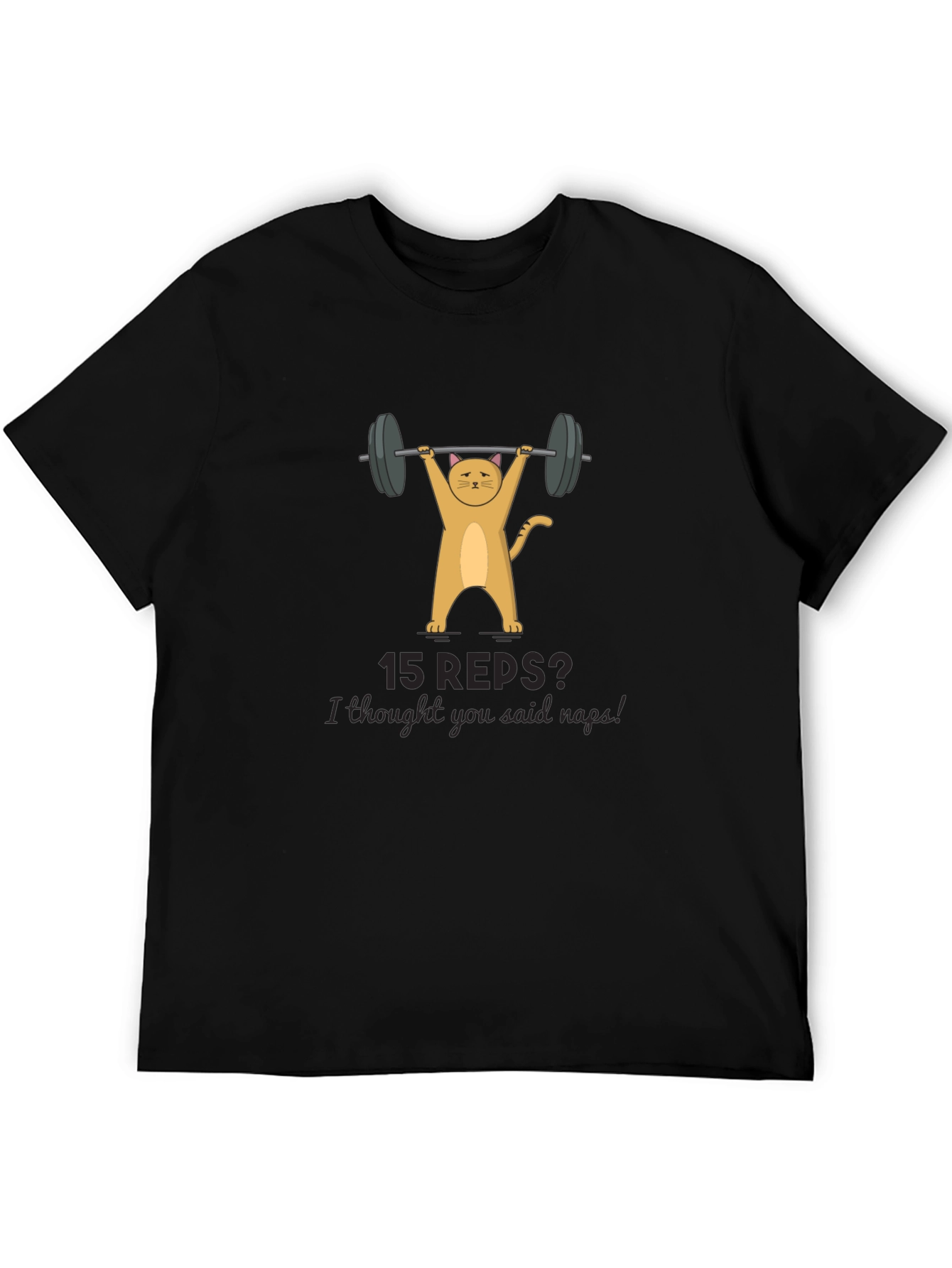 Funny Cat Lifting Weights T-Shirt - 15 Reps?