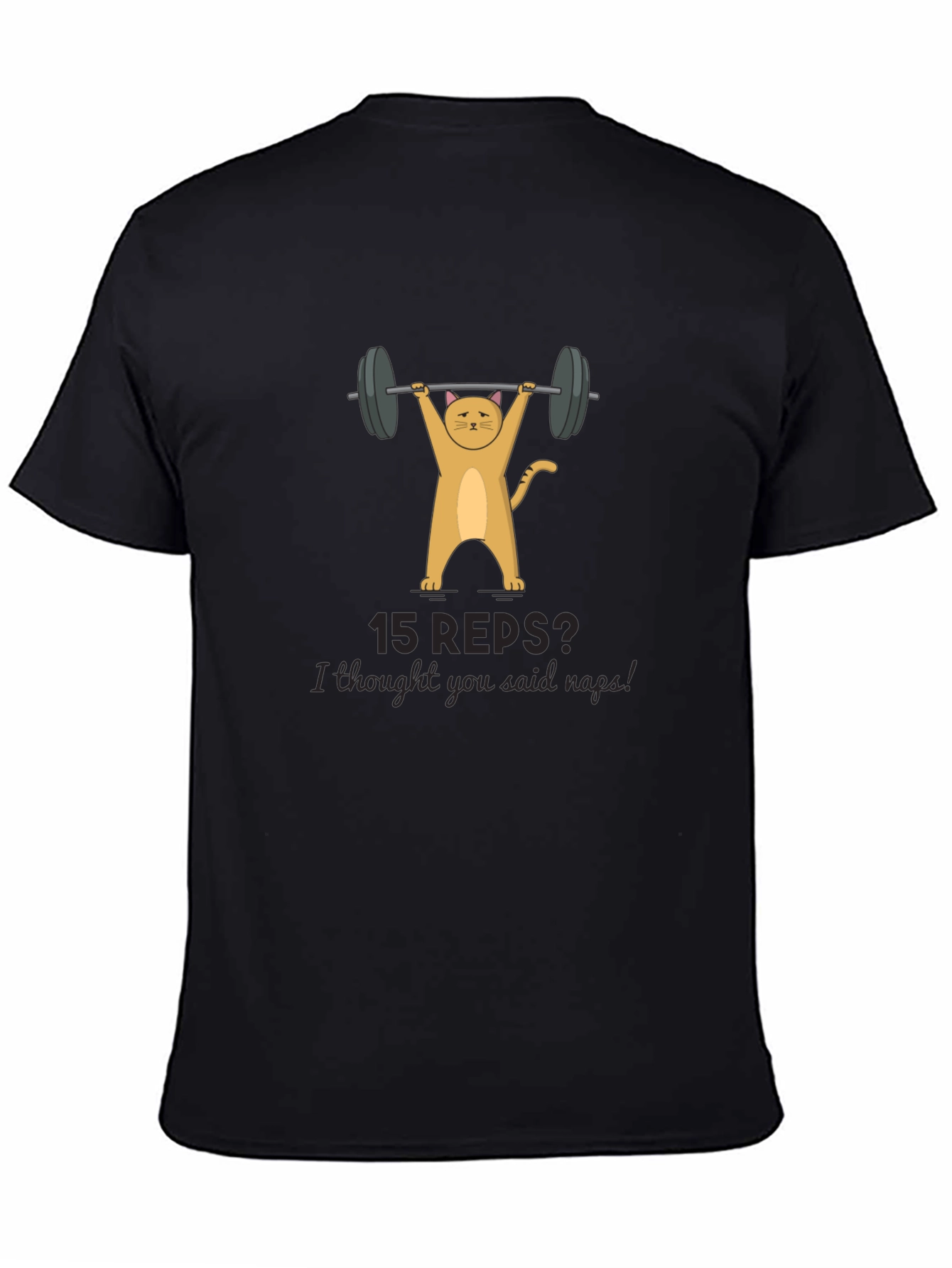 Funny Cat Lifting Weights T-Shirt - 15 Reps?