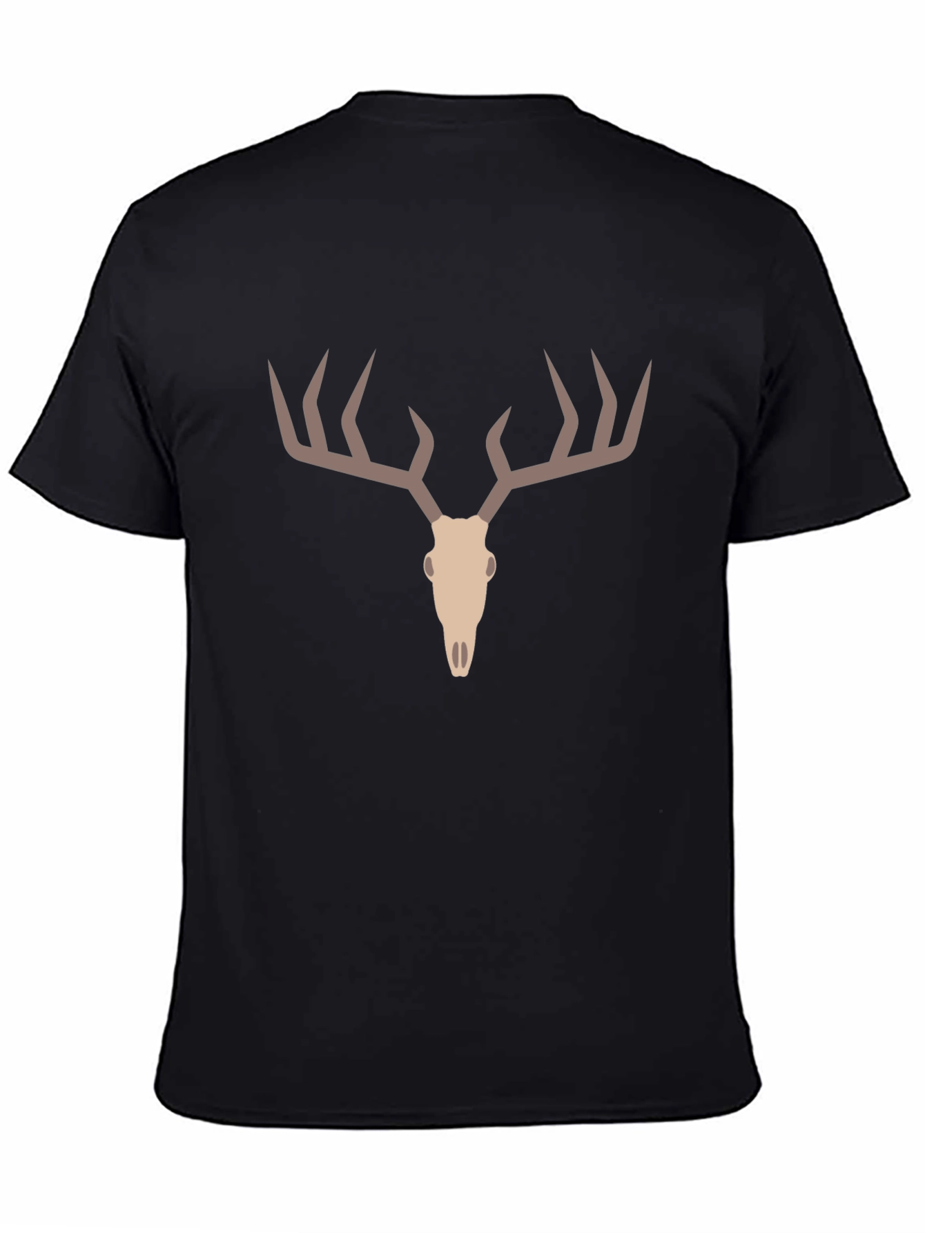 Deer Skull Graphic Tee - Black Casual T-Shirt