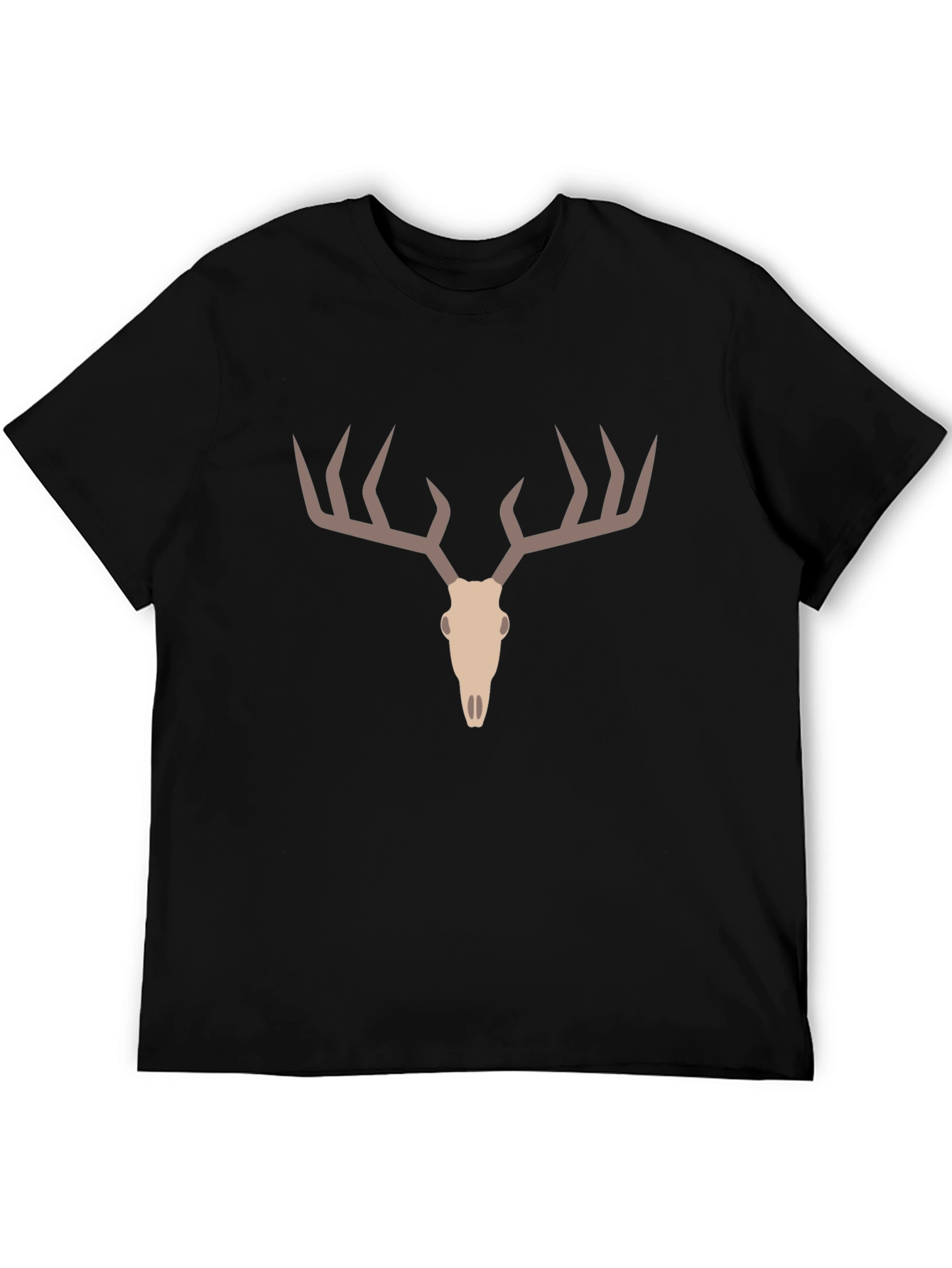 Deer Skull Graphic Tee - Black Casual T-Shirt