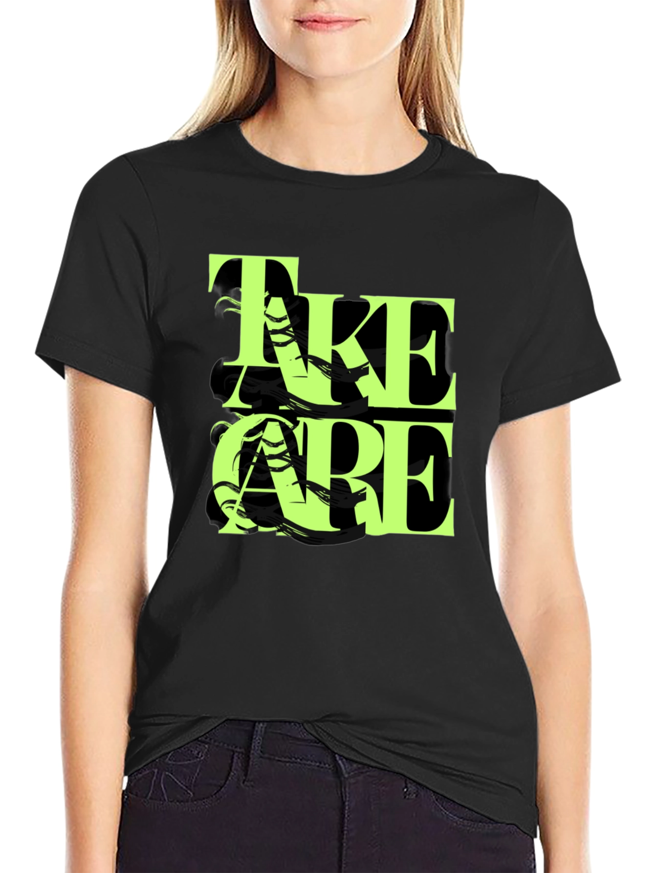 Take Care Graphic Black T-Shirt