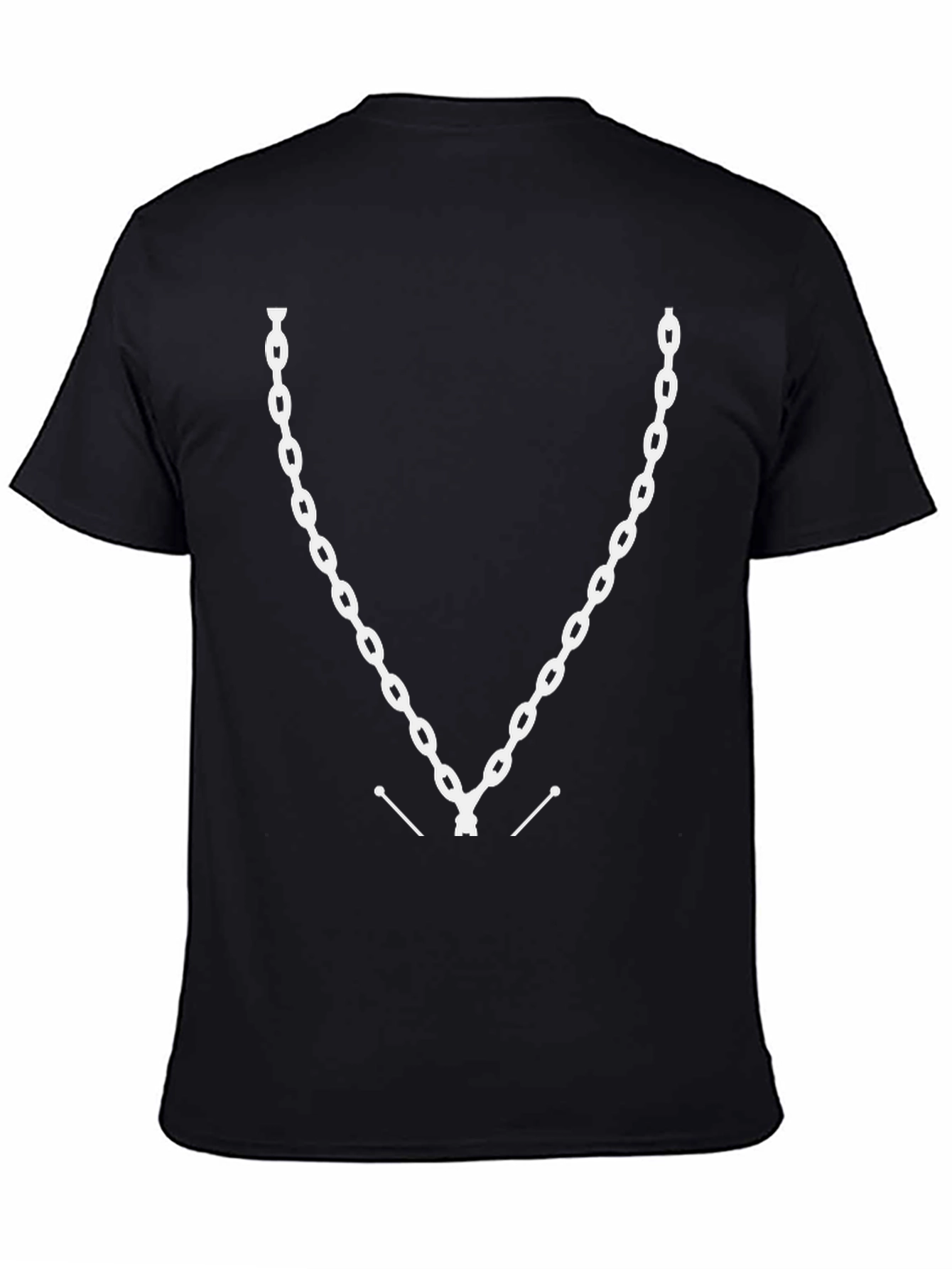Chain T-Shirt - Black Crew Neck Graphic Tee