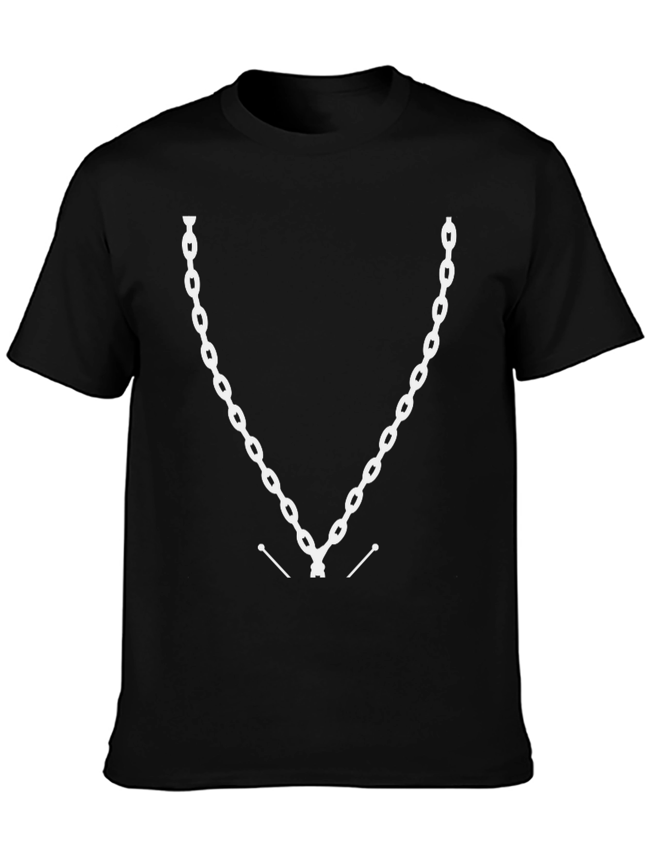 Chain T-Shirt - Black Crew Neck Graphic Tee