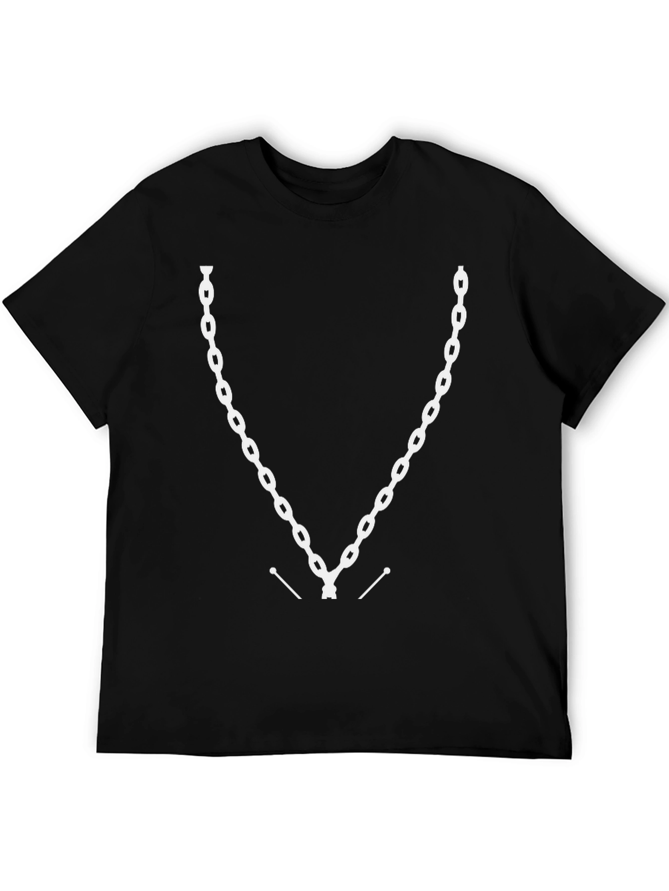 Chain T-Shirt - Black Crew Neck Graphic Tee