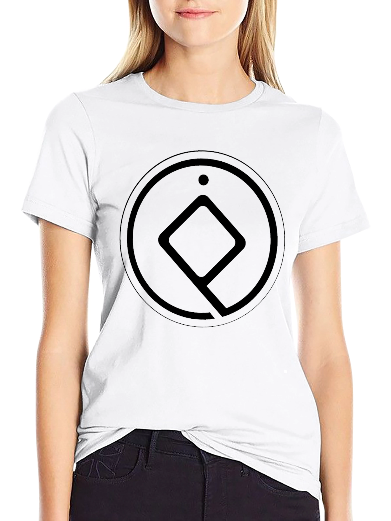 Minimalist Black T-Shirt with Geometric Circle Design