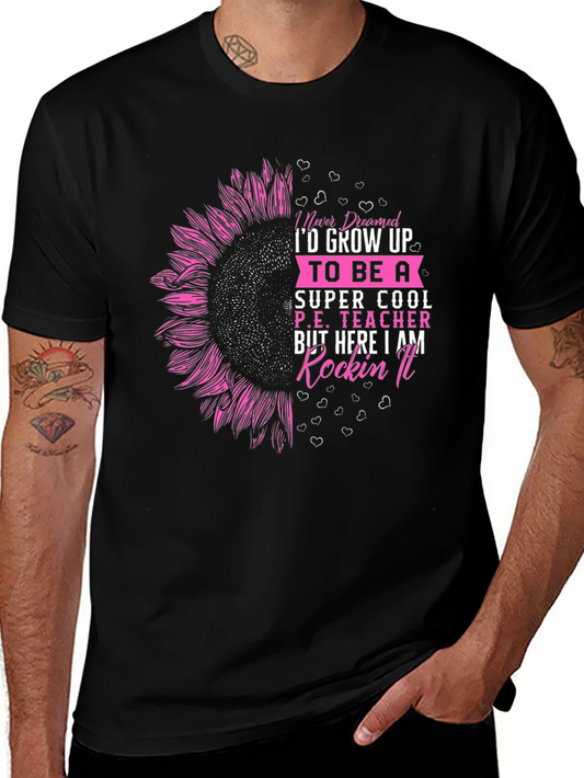 Cool P.E. Teacher Sunflower Graphic Tee